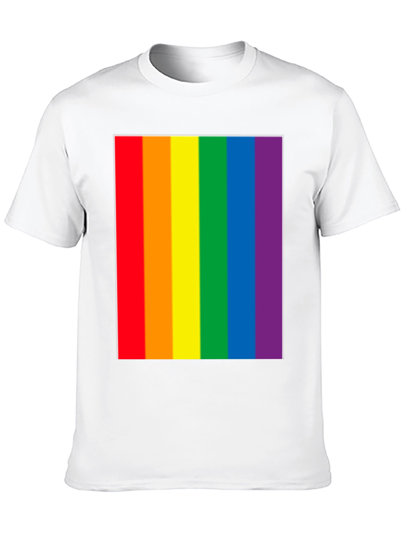 Pride Rainbow Stripe Graphic Tee - Black Cotton Blend