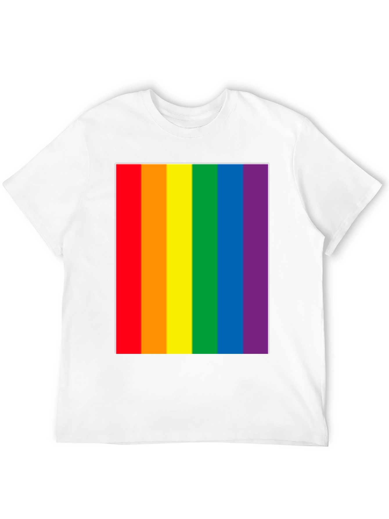 Pride Rainbow Stripe Graphic Tee - Black Cotton Blend