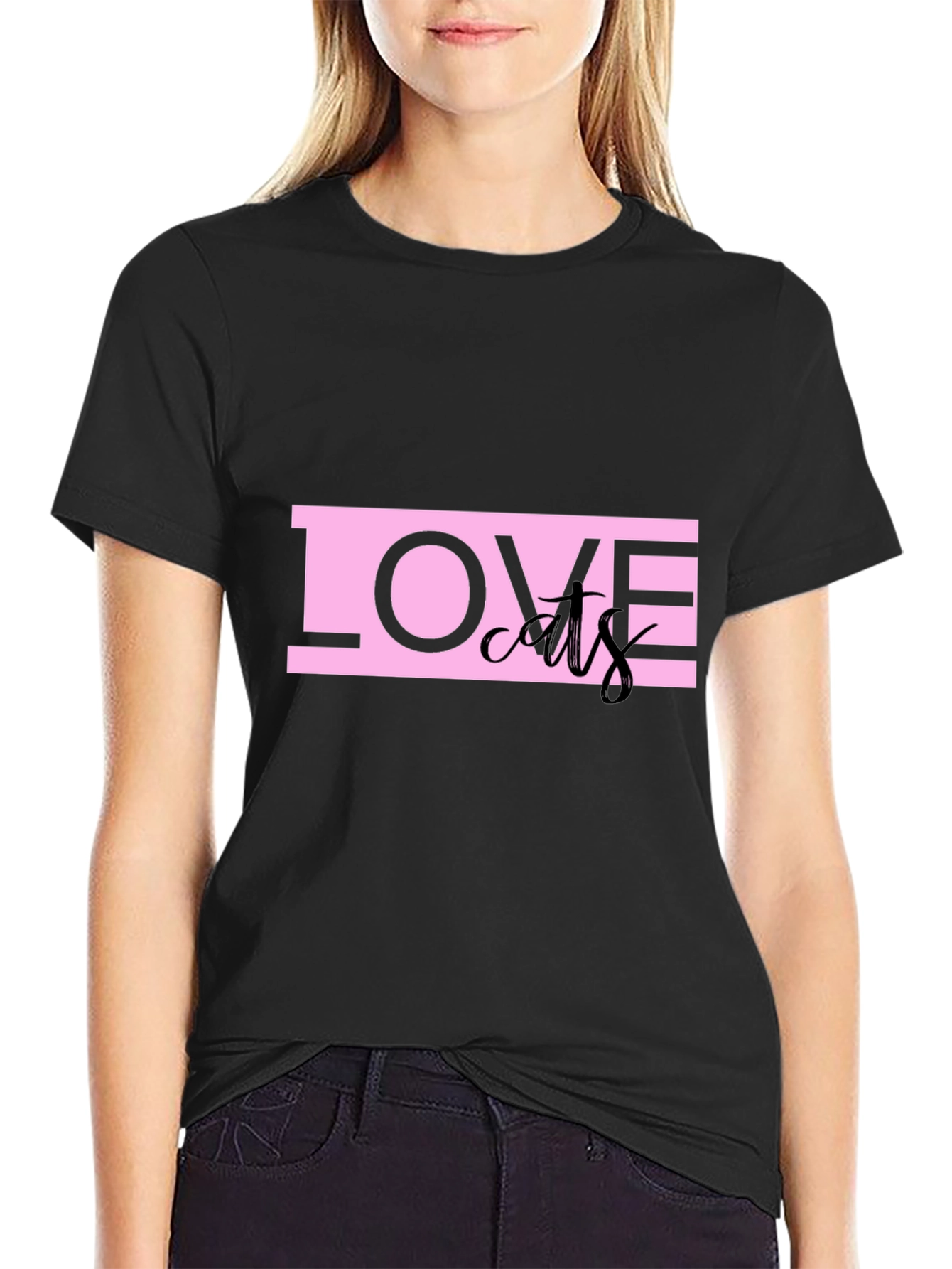 Love Cats Graphic Tee - Black