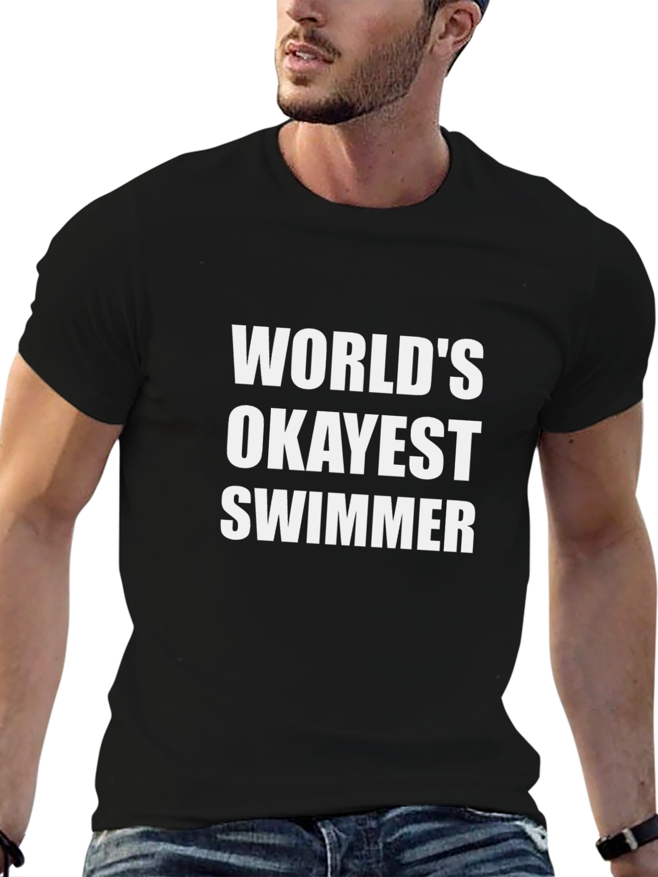 Worlds Okayest Swimmer Black Tee