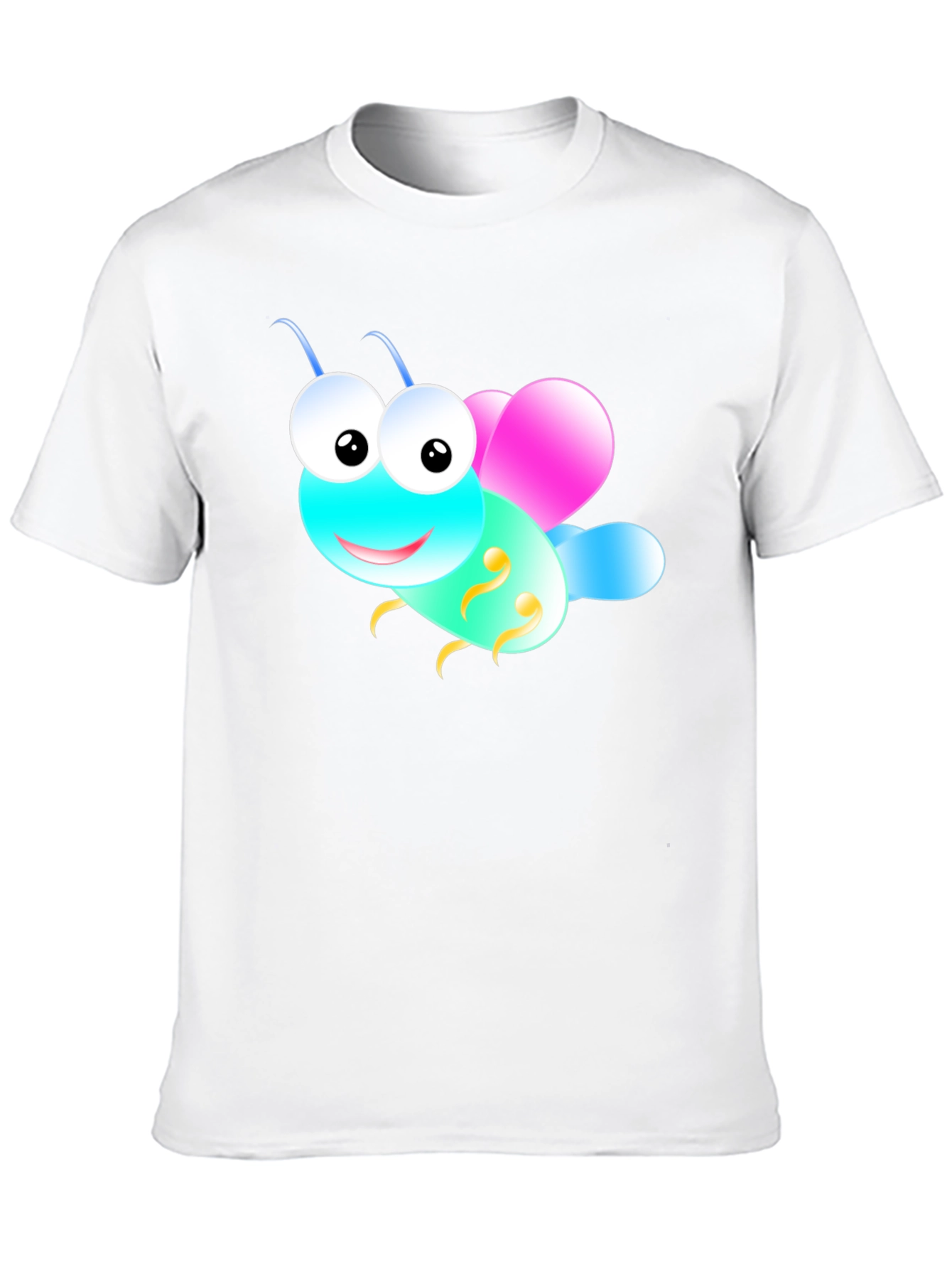 Cute Cartoon Insect Graphic Tee - Black Unisex T-Shirt
