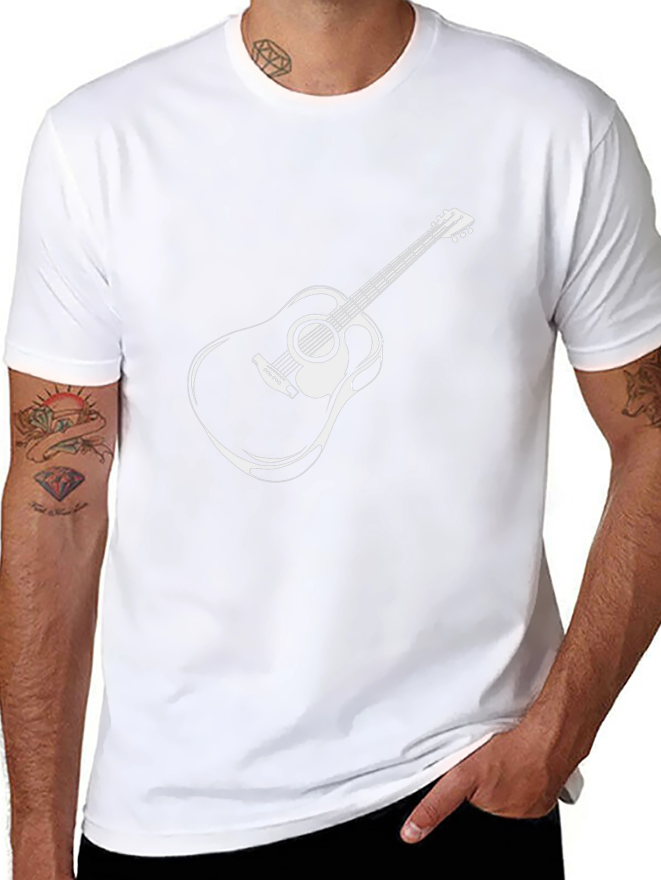 Mens Black Guitar Graphic Tee