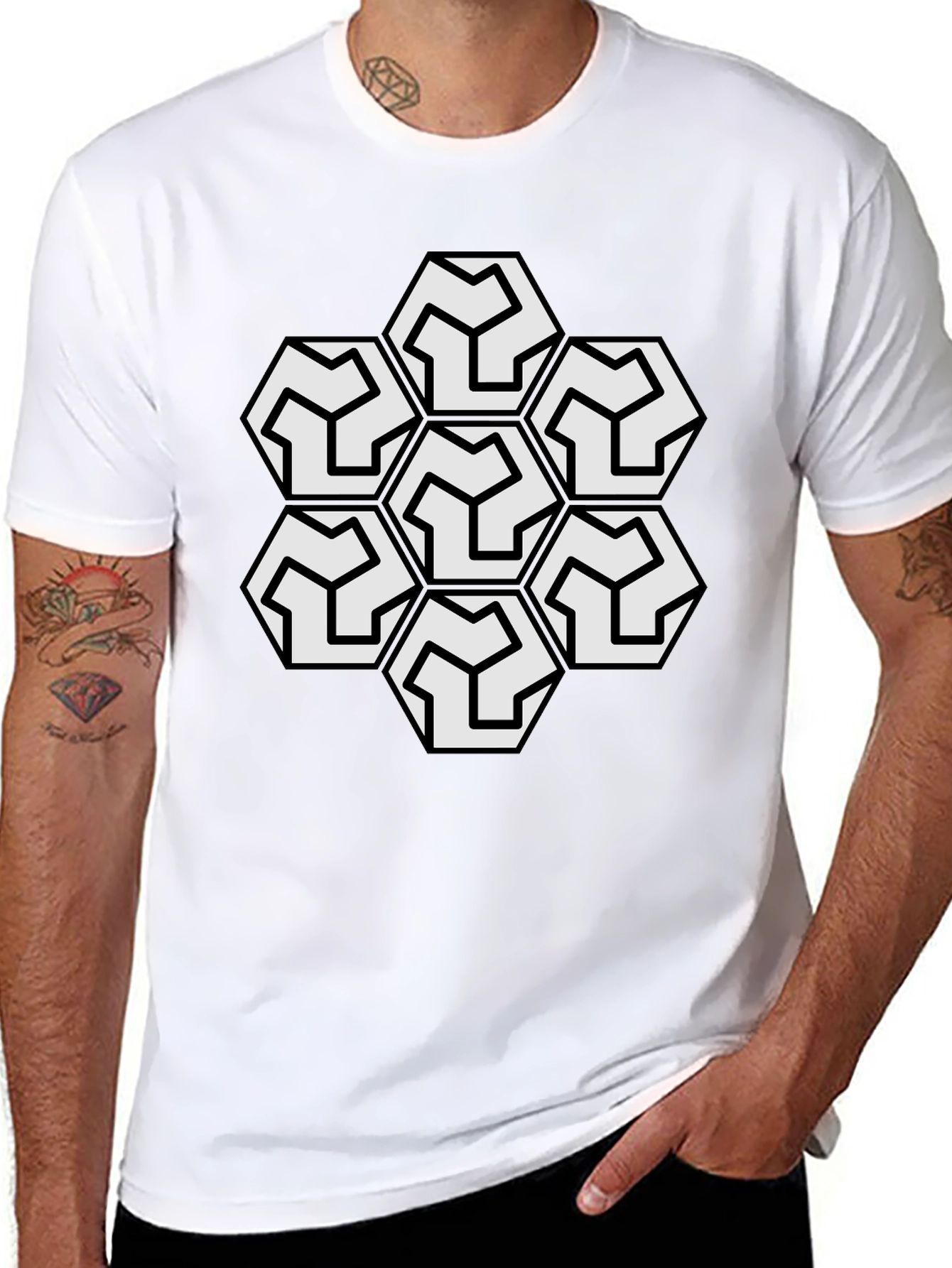 Geometric Hexagon T-Shirt - Modern Style