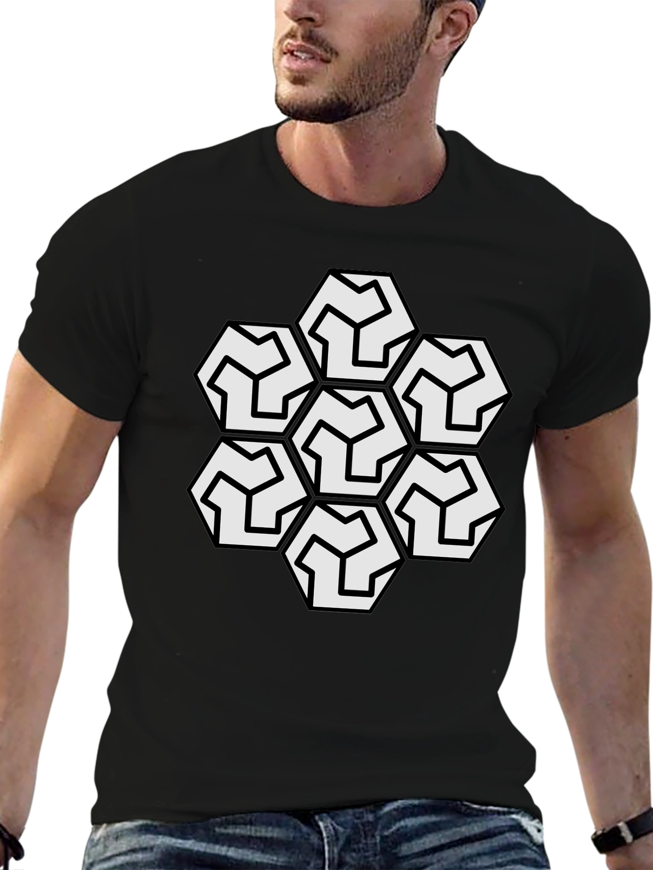 Geometric Hexagon T-Shirt - Modern Style