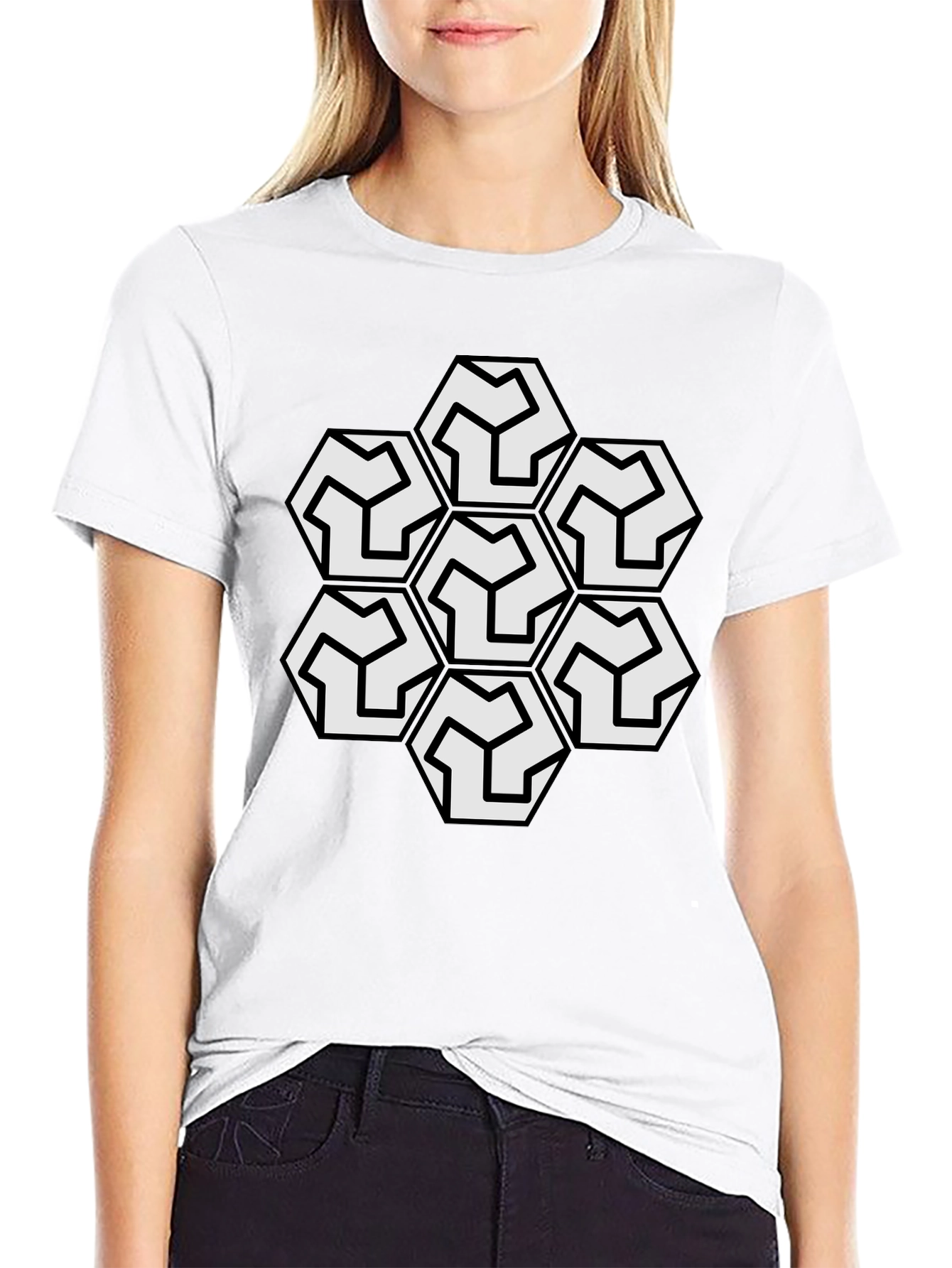 Geometric Hexagon T-Shirt - Modern Style