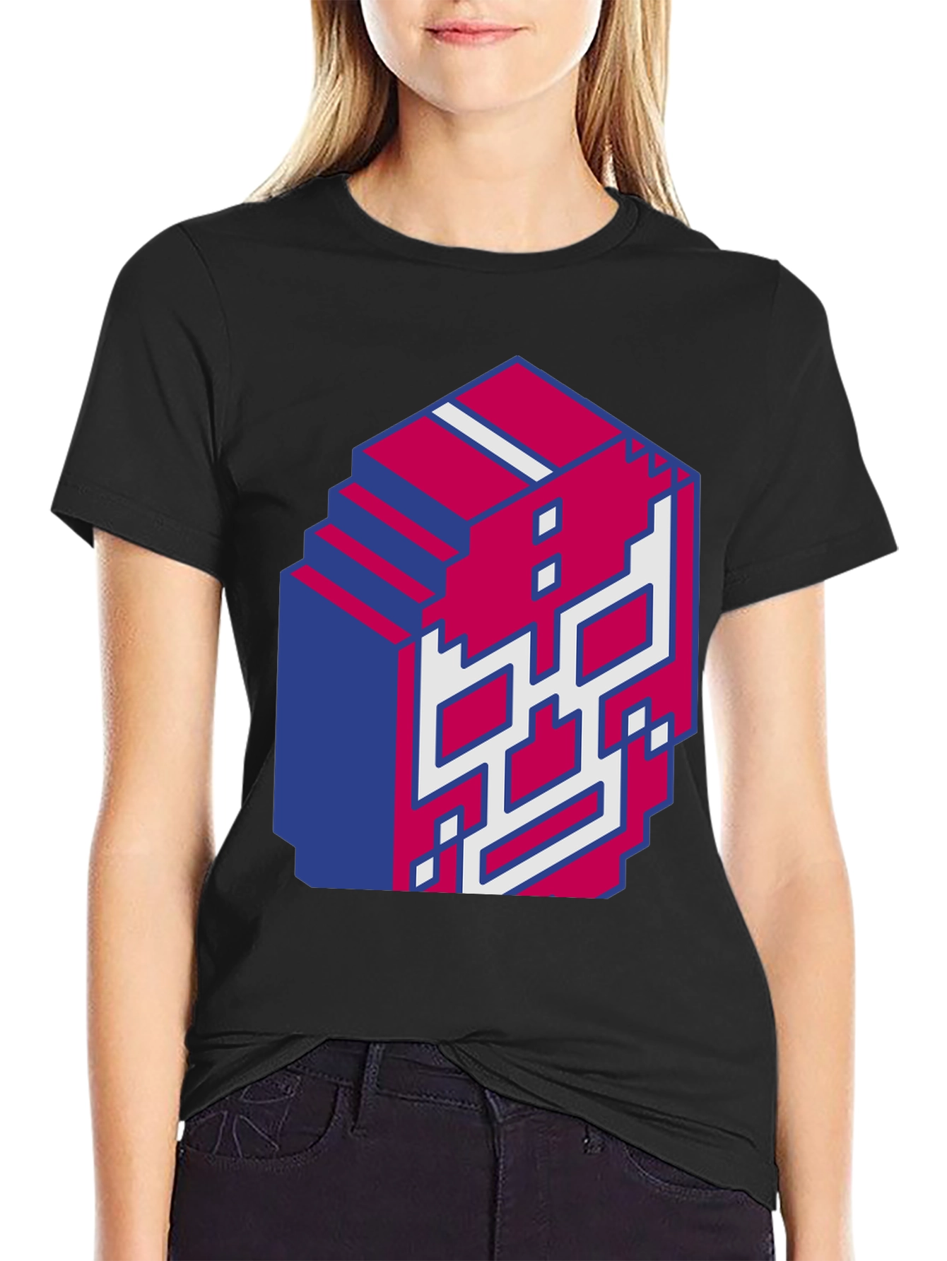 Pixel Skull Graphic T-Shirt - Black