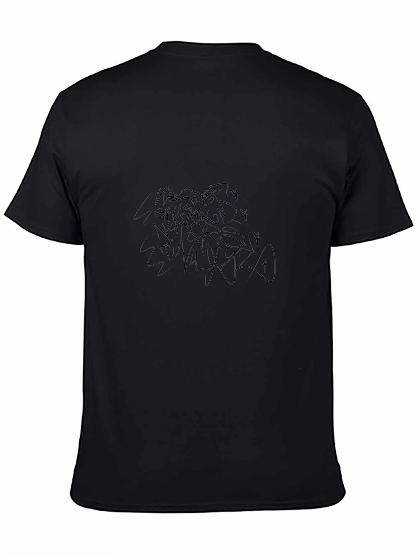 Modern Black T-Shirt with Abstract Lettering Design