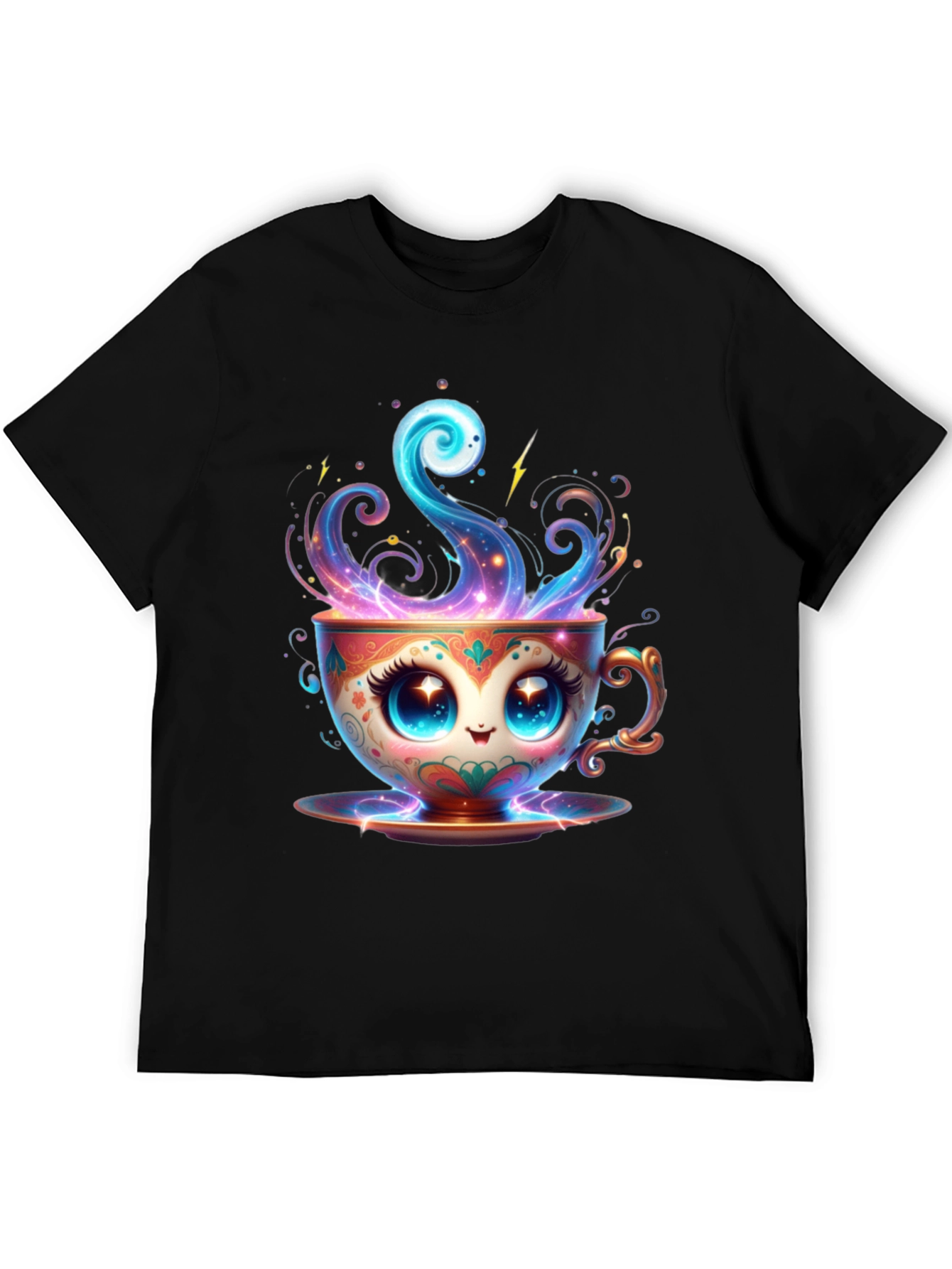 Cute Kawaii Coffee Cup Black T-Shirt