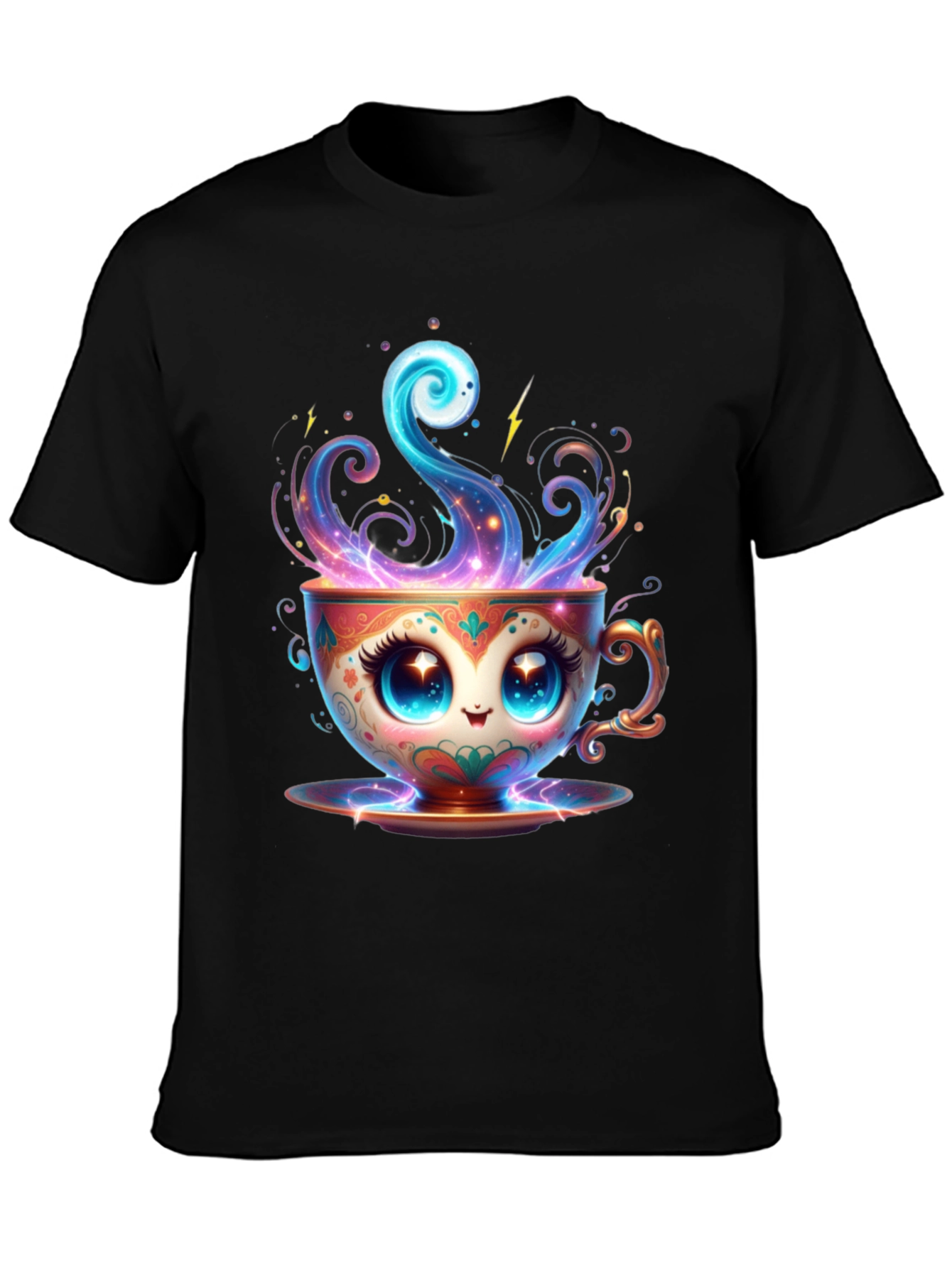 Cute Kawaii Coffee Cup Black T-Shirt