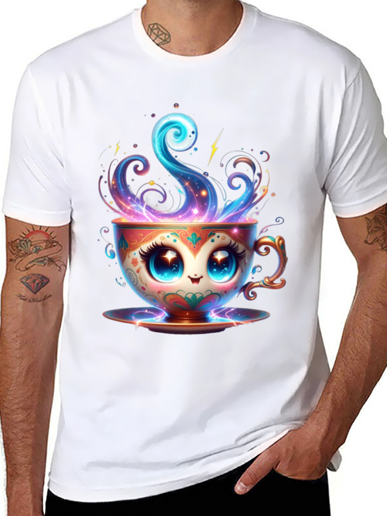 Cute Kawaii Coffee Cup Black T-Shirt