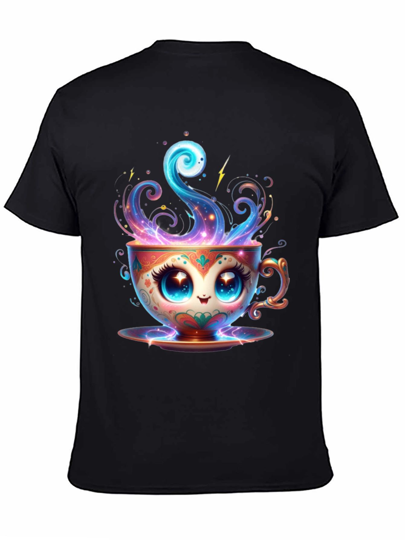 Cute Kawaii Coffee Cup Black T-Shirt