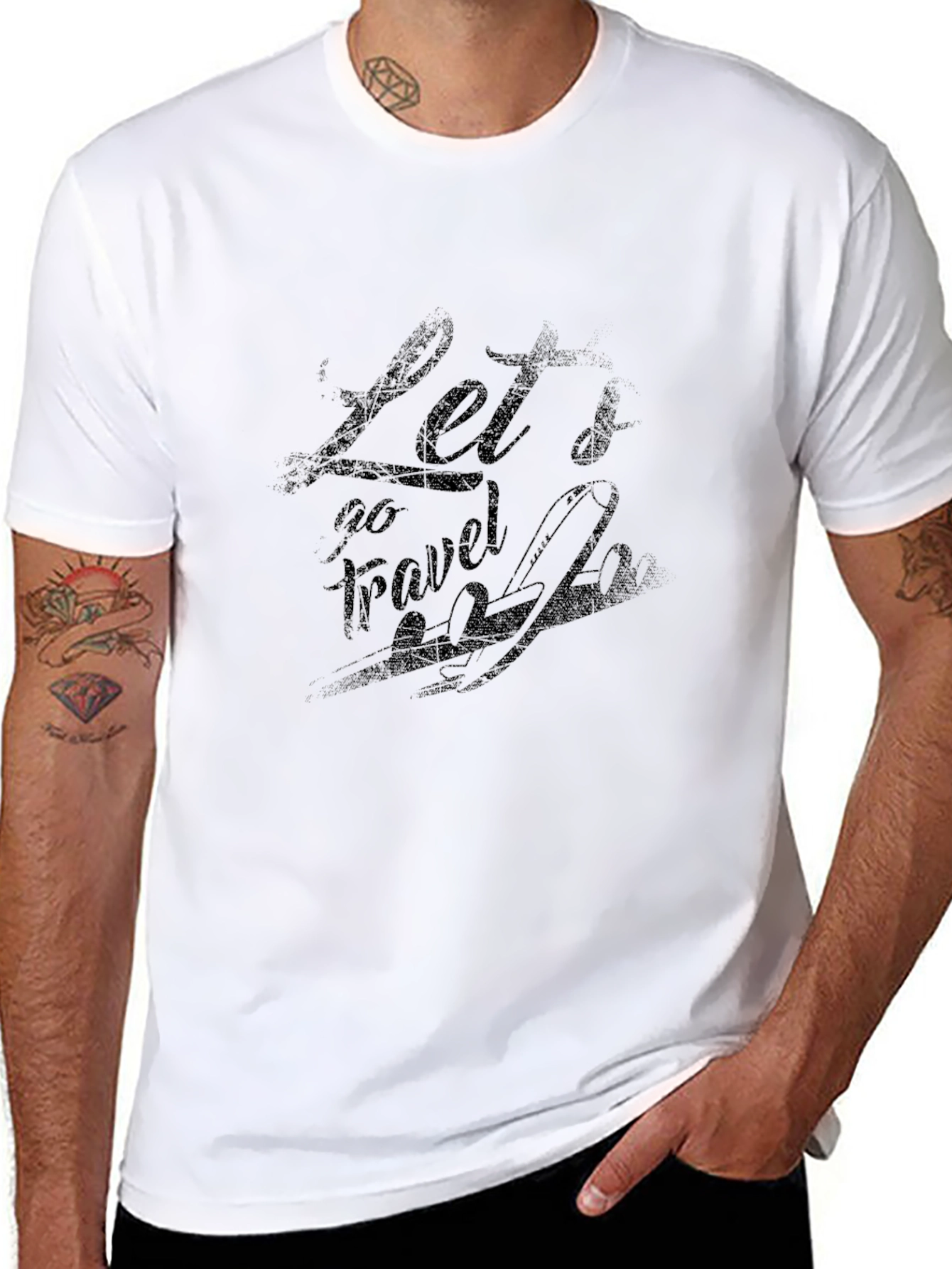 Lets Go Travel Graphic Black T-Shirt