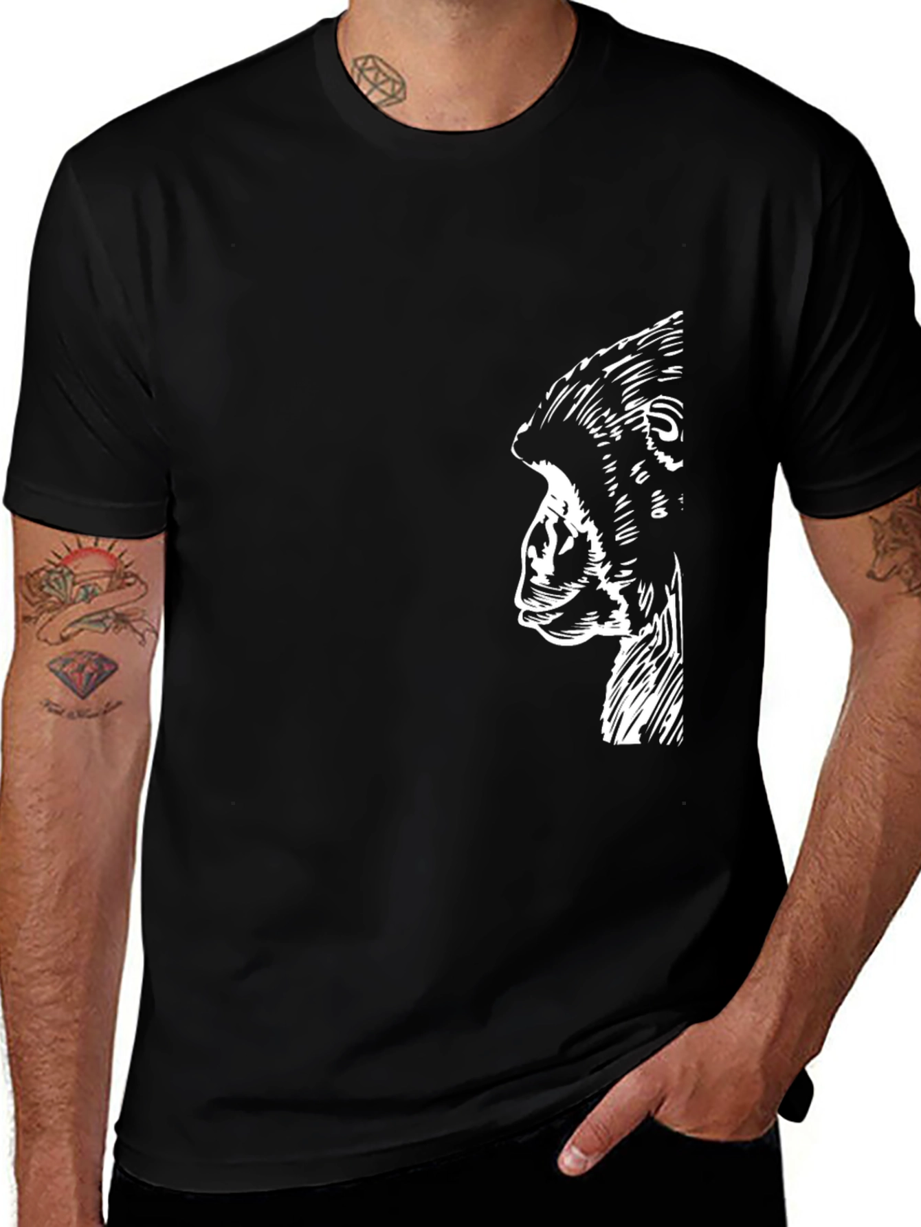Gorilla Profile Graphic Tee - Mens Black T-Shirt
