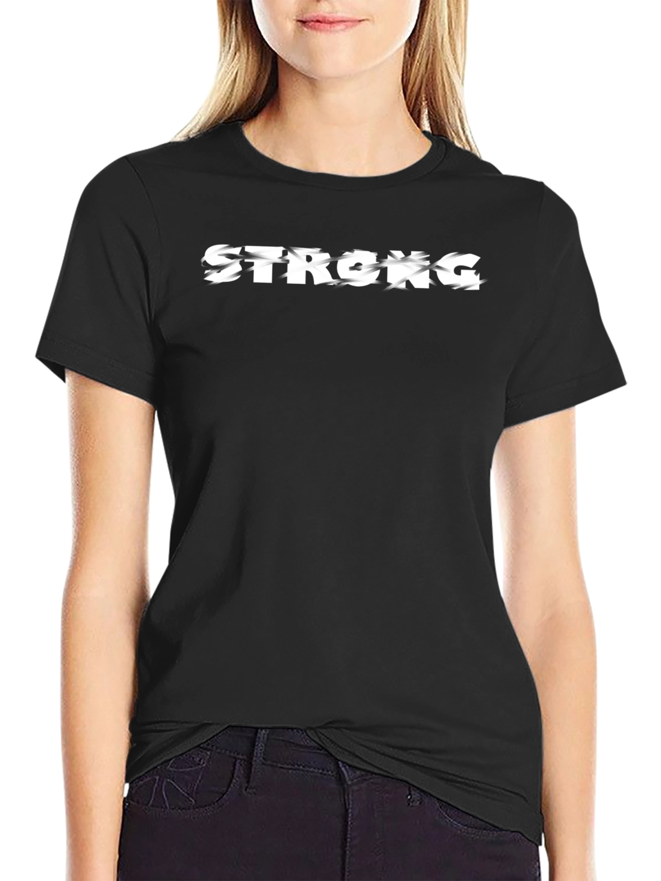 Strong Graphic Print T-Shirt - Mens Black Tee