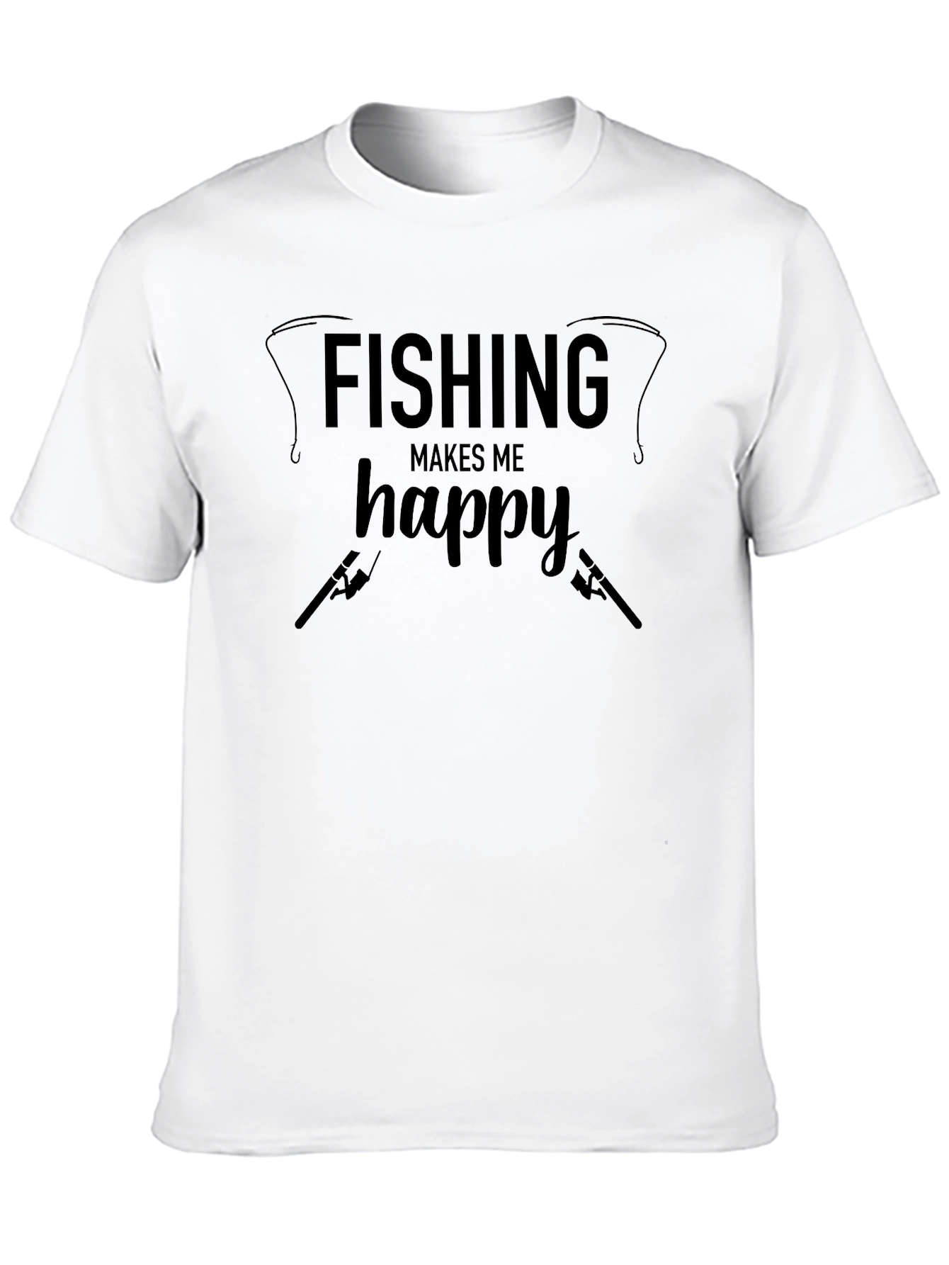 Fishing Makes Me Happy Black T-Shirt