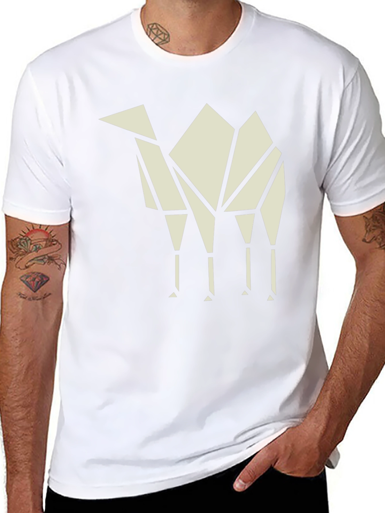 Geometric Camel T-Shirt - Modern Graphic Tee