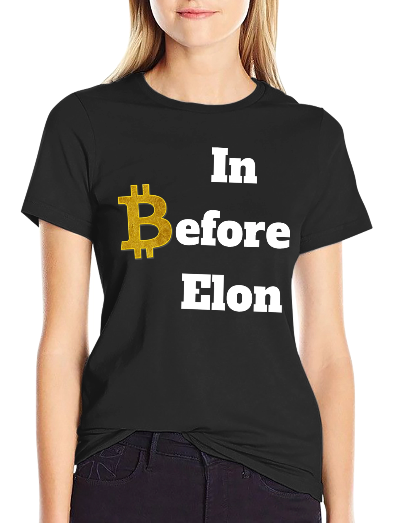 Bitcoin Before Elon Black Graphic Tee