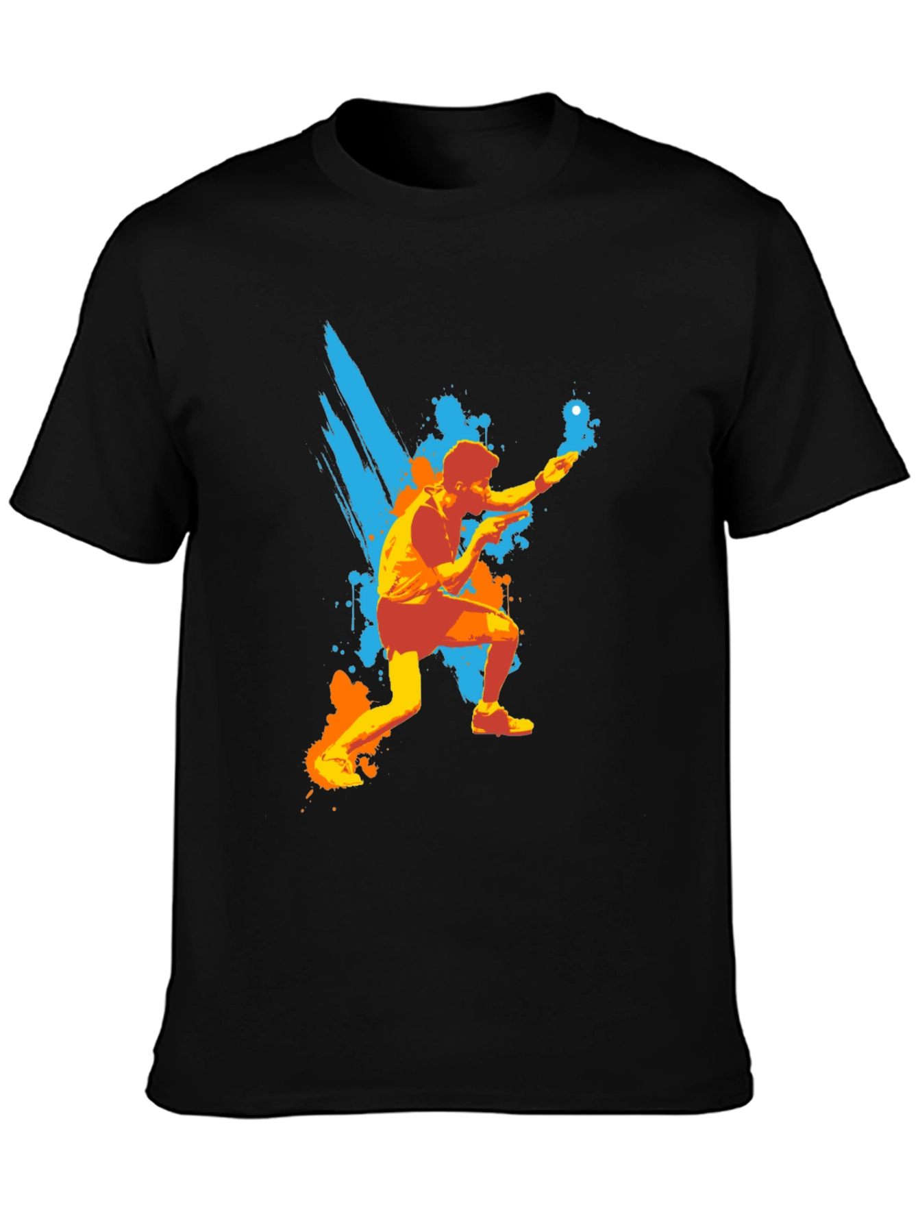 Table Tennis Graphic Tee - Black Cotton Shirt