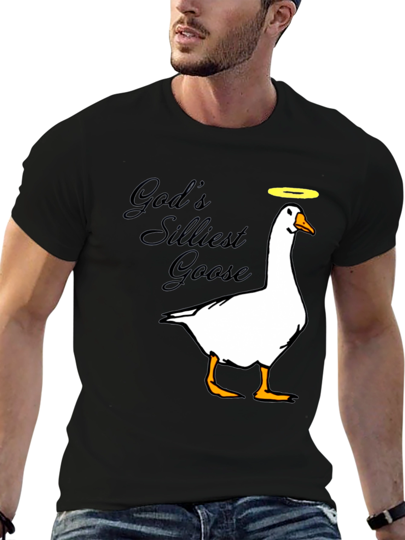 Gods Silliest Goose Black Graphic T-Shirt