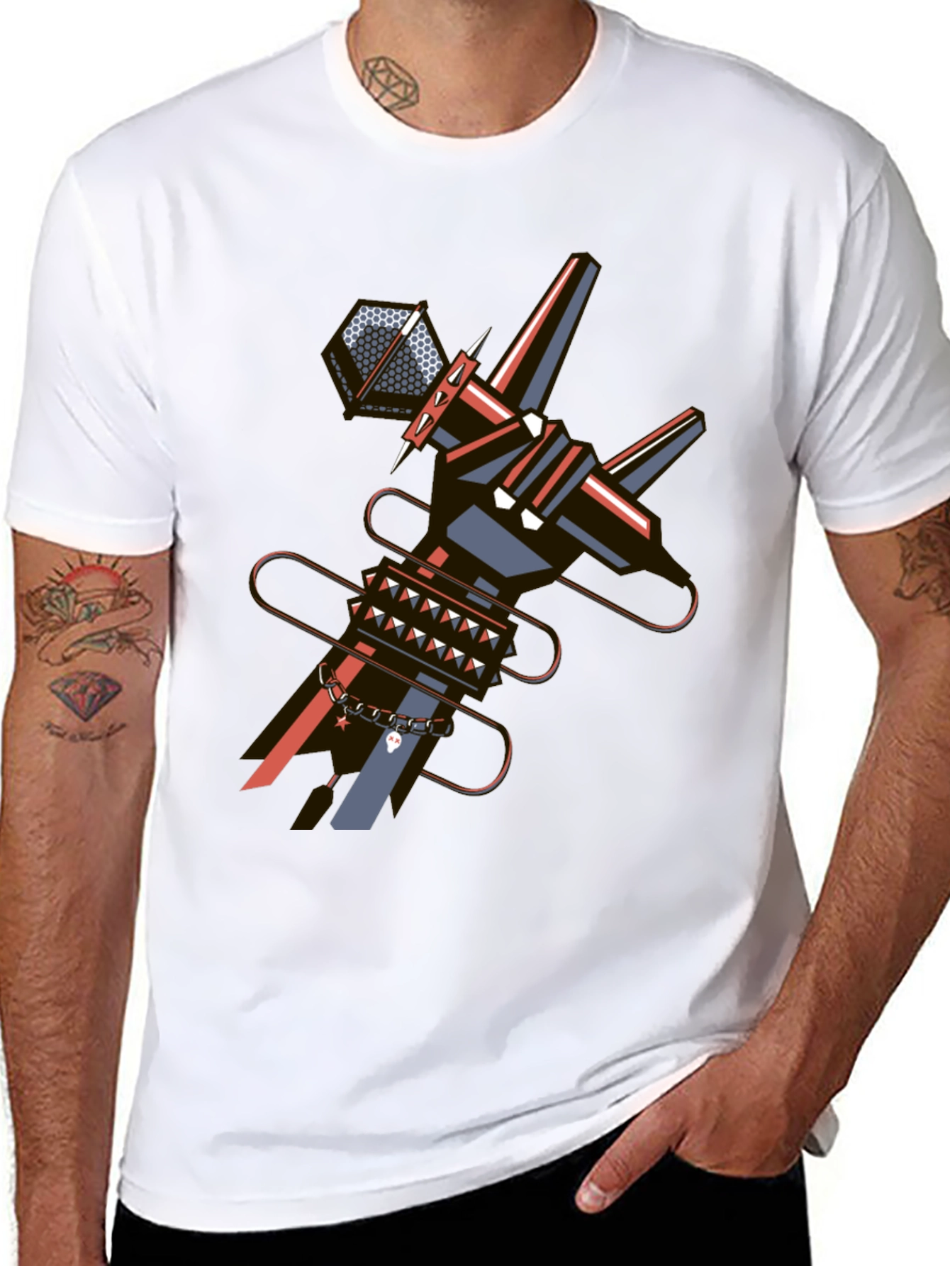 Abstract Punk Graphic Tee - Edgy Style