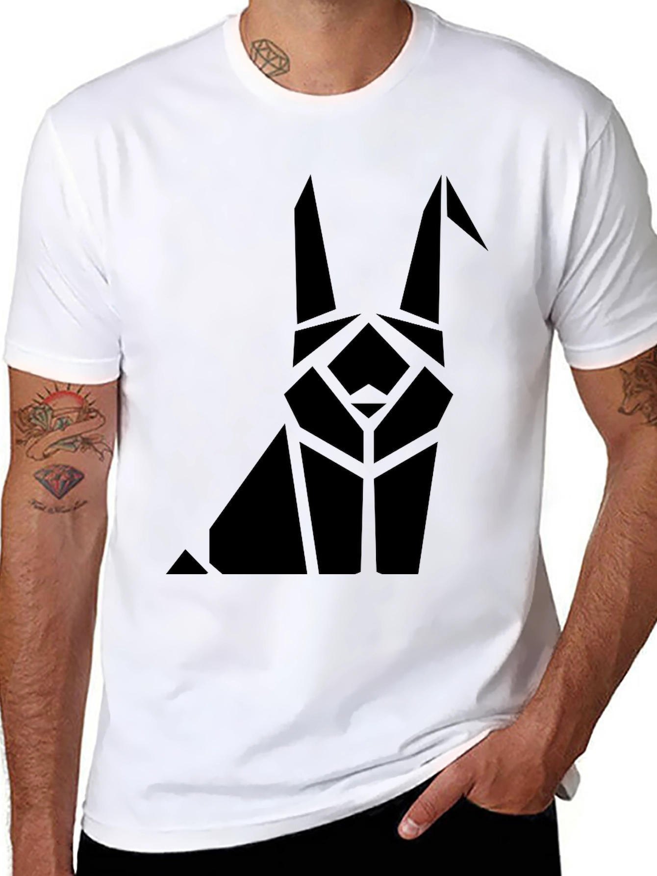 Geometric Rabbit Graphic Tee - Modern Style