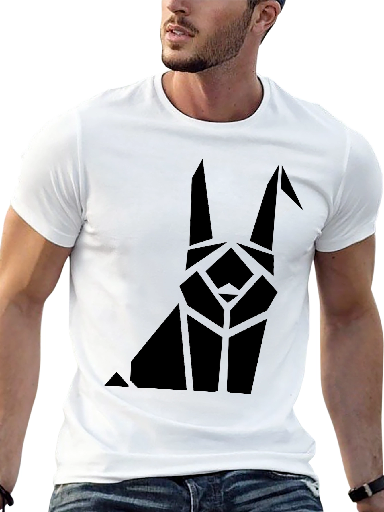 Geometric Rabbit Graphic Tee - Modern Style