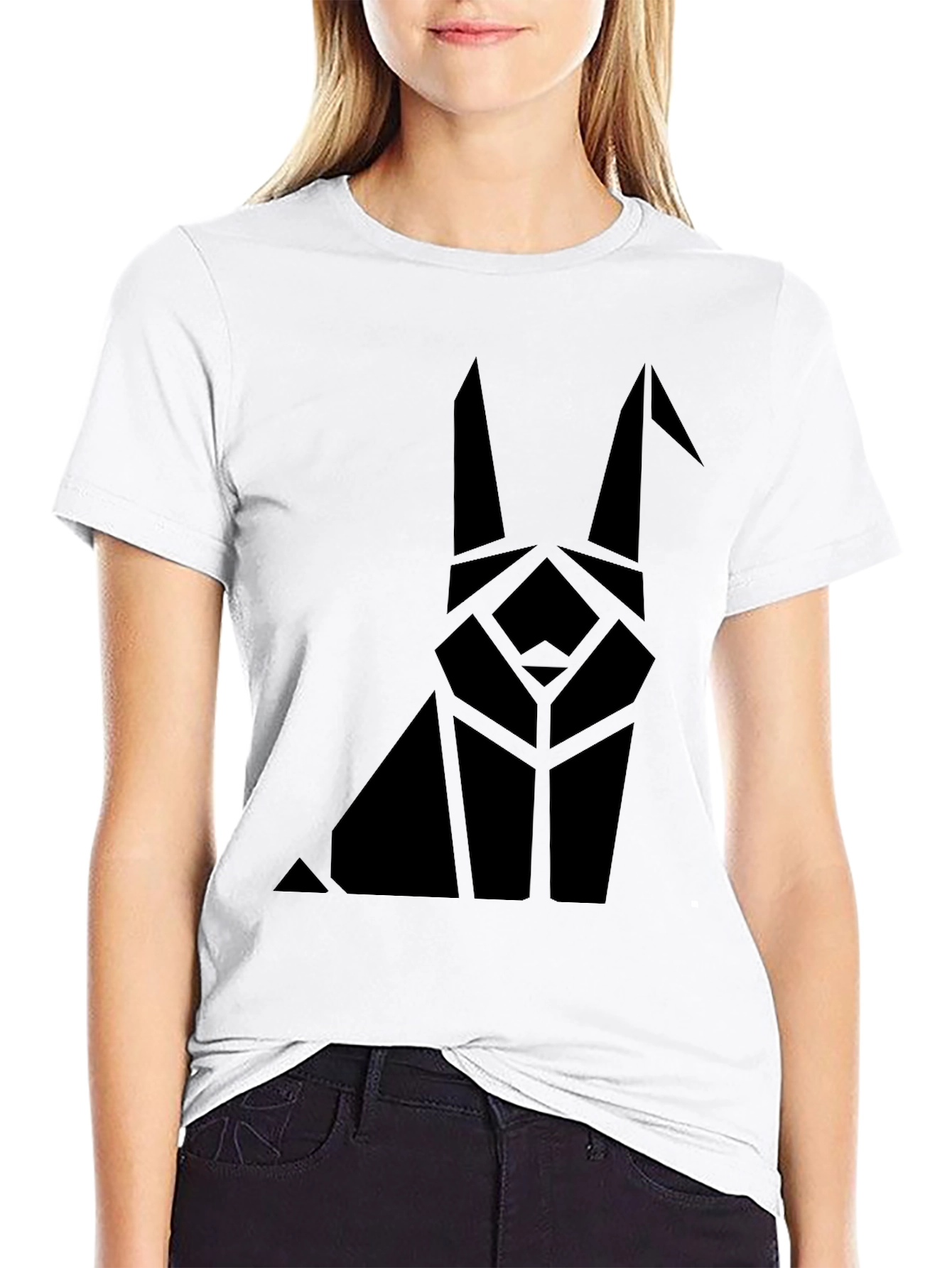 Geometric Rabbit Graphic Tee - Modern Style