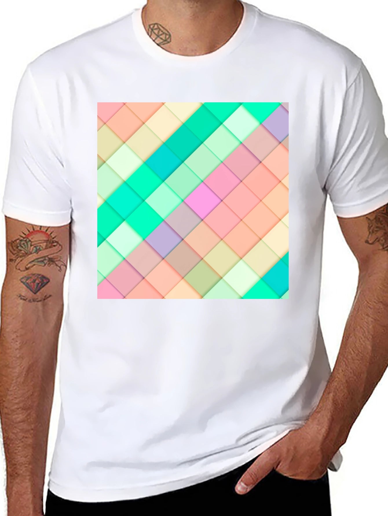Geometric Pastel Squares T-Shirt