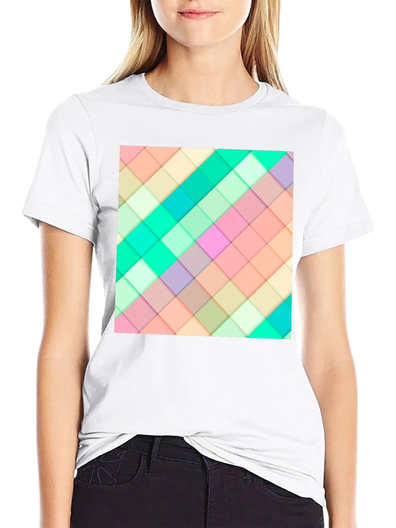 Geometric Pastel Squares T-Shirt