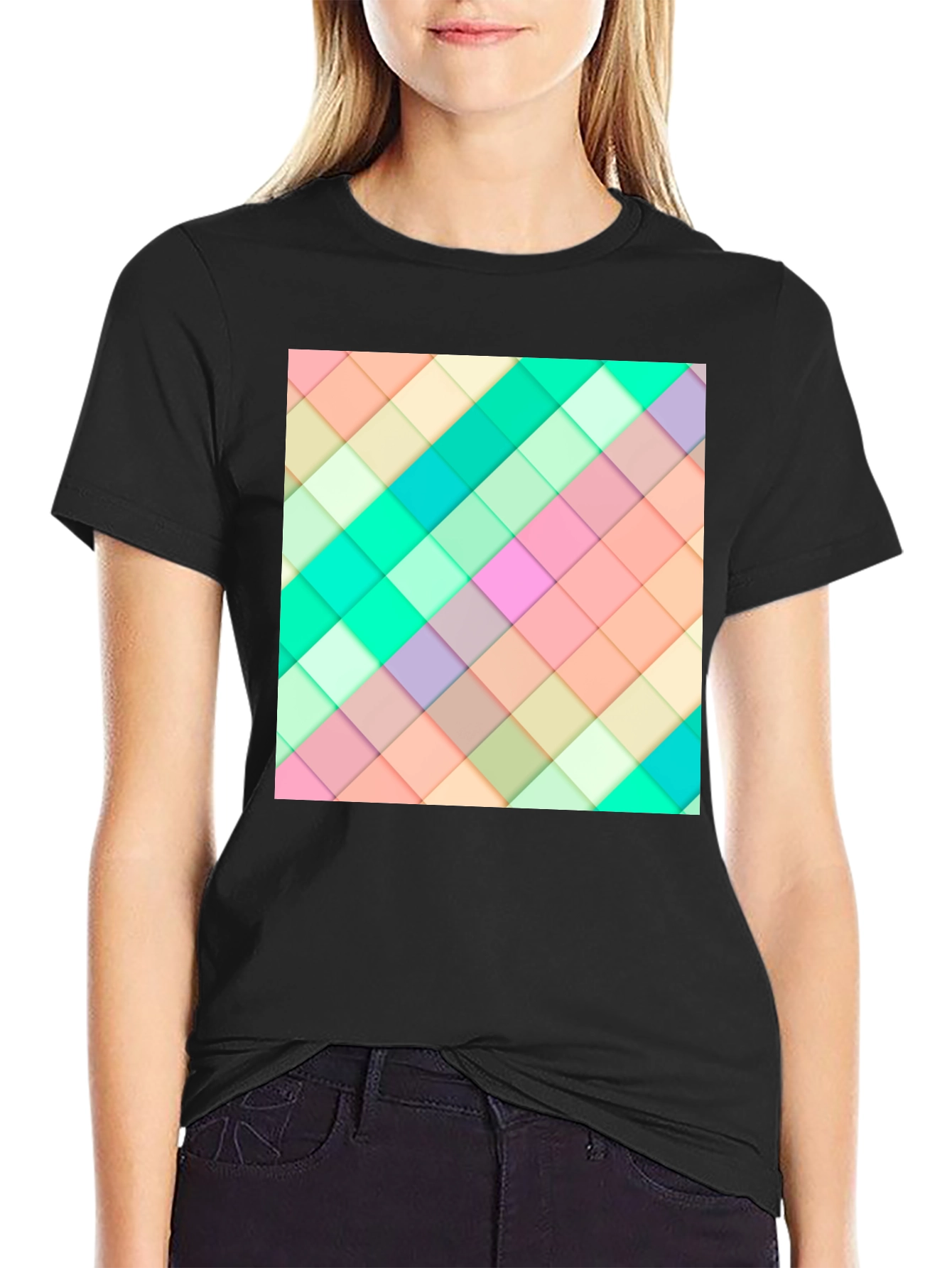 Geometric Pastel Squares T-Shirt