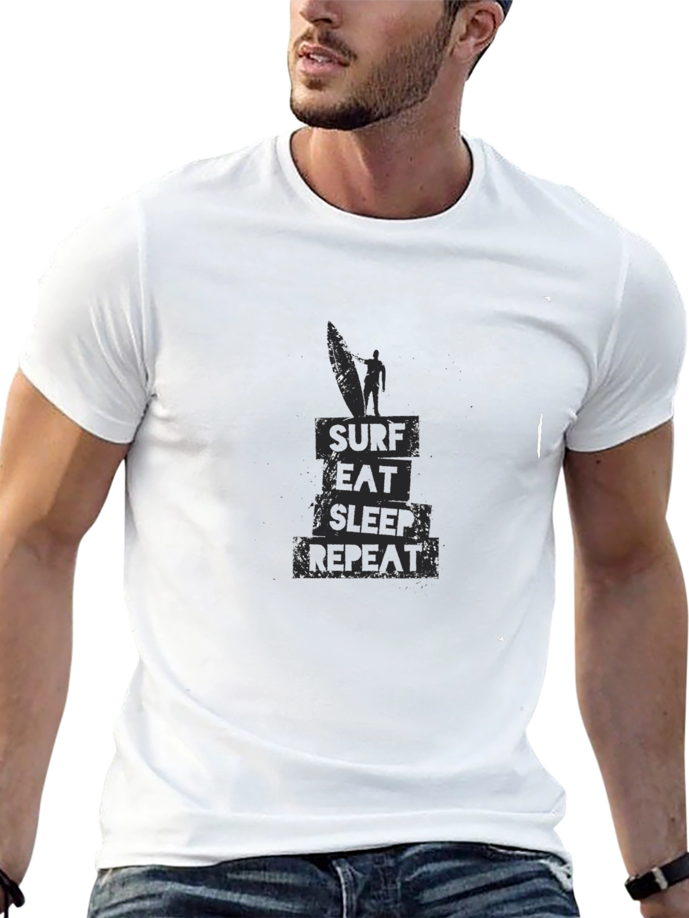 Surf Eat Sleep Repeat Black T-Shirt