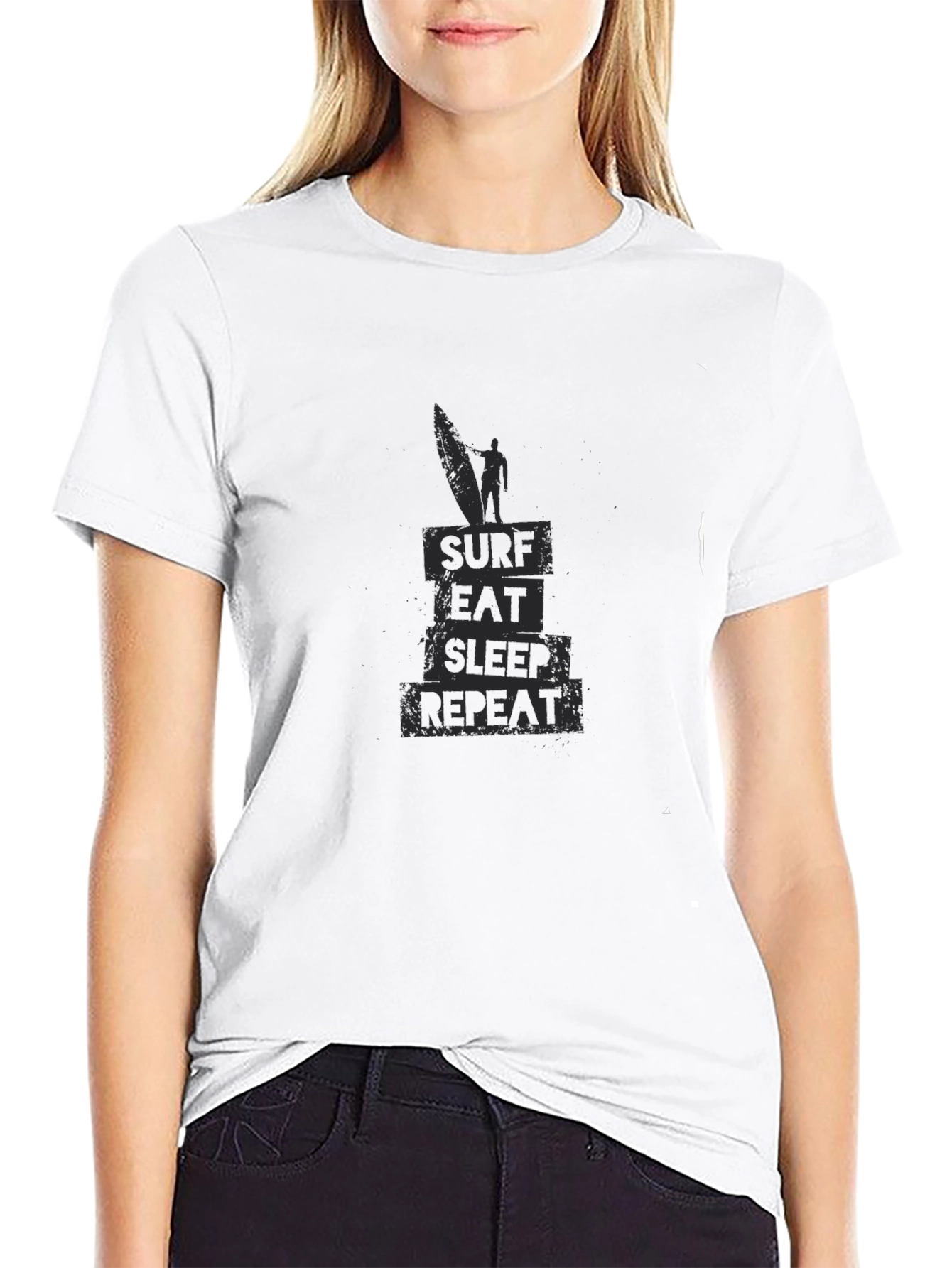 Surf Eat Sleep Repeat Black T-Shirt