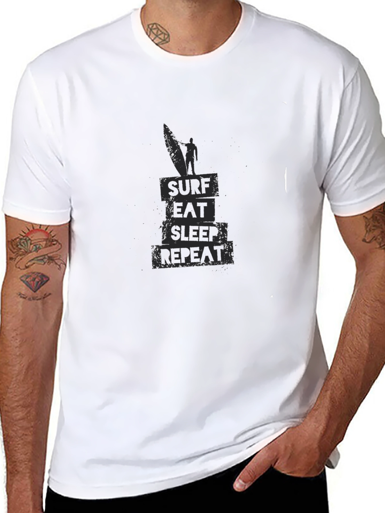 Surf Eat Sleep Repeat Black T-Shirt