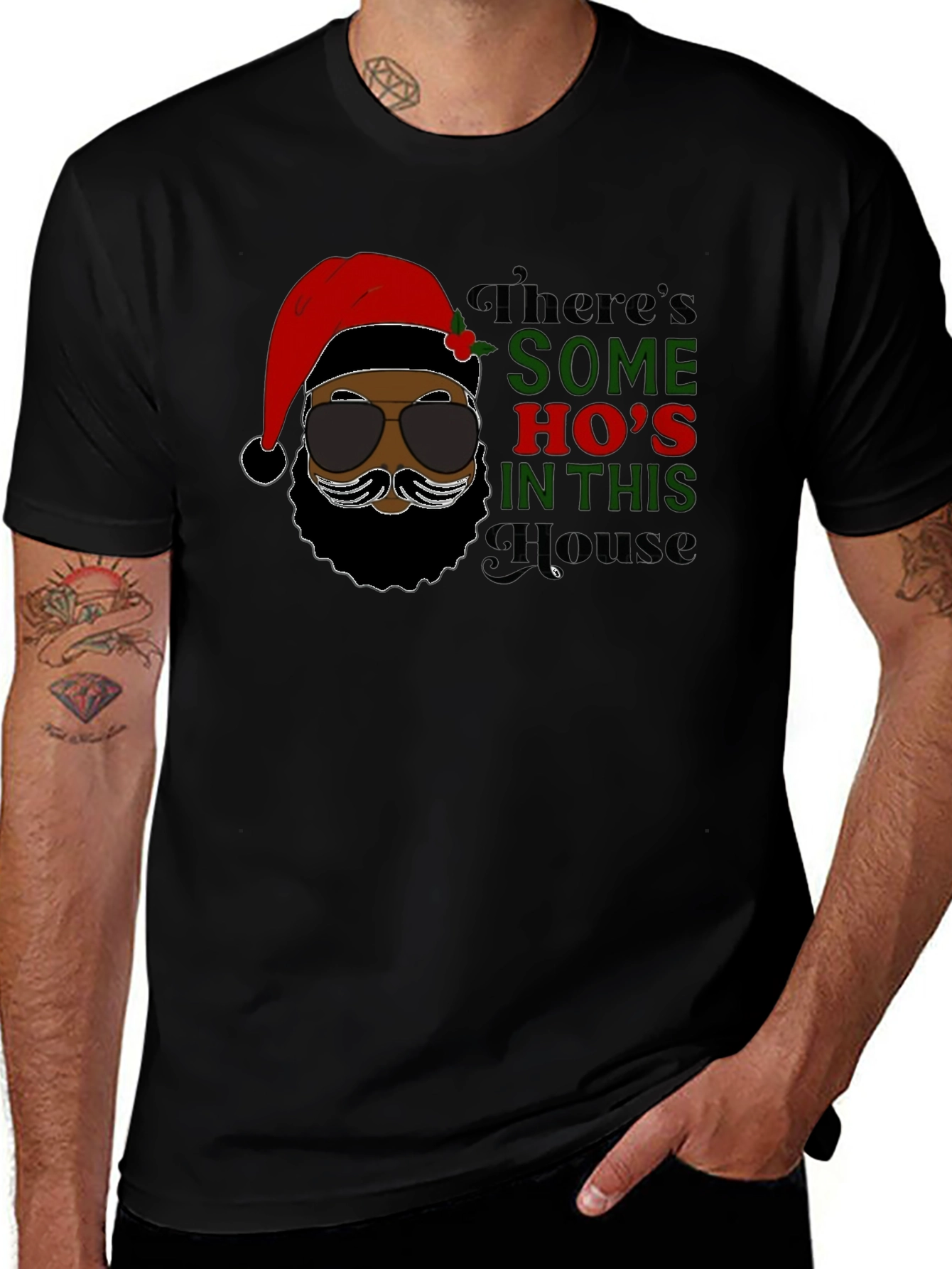 Funny Santa T-Shirt: Theres Some Hos in This House