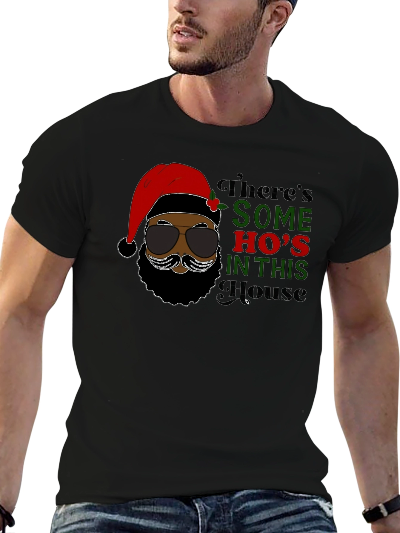 Funny Santa T-Shirt: Theres Some Hos in This House