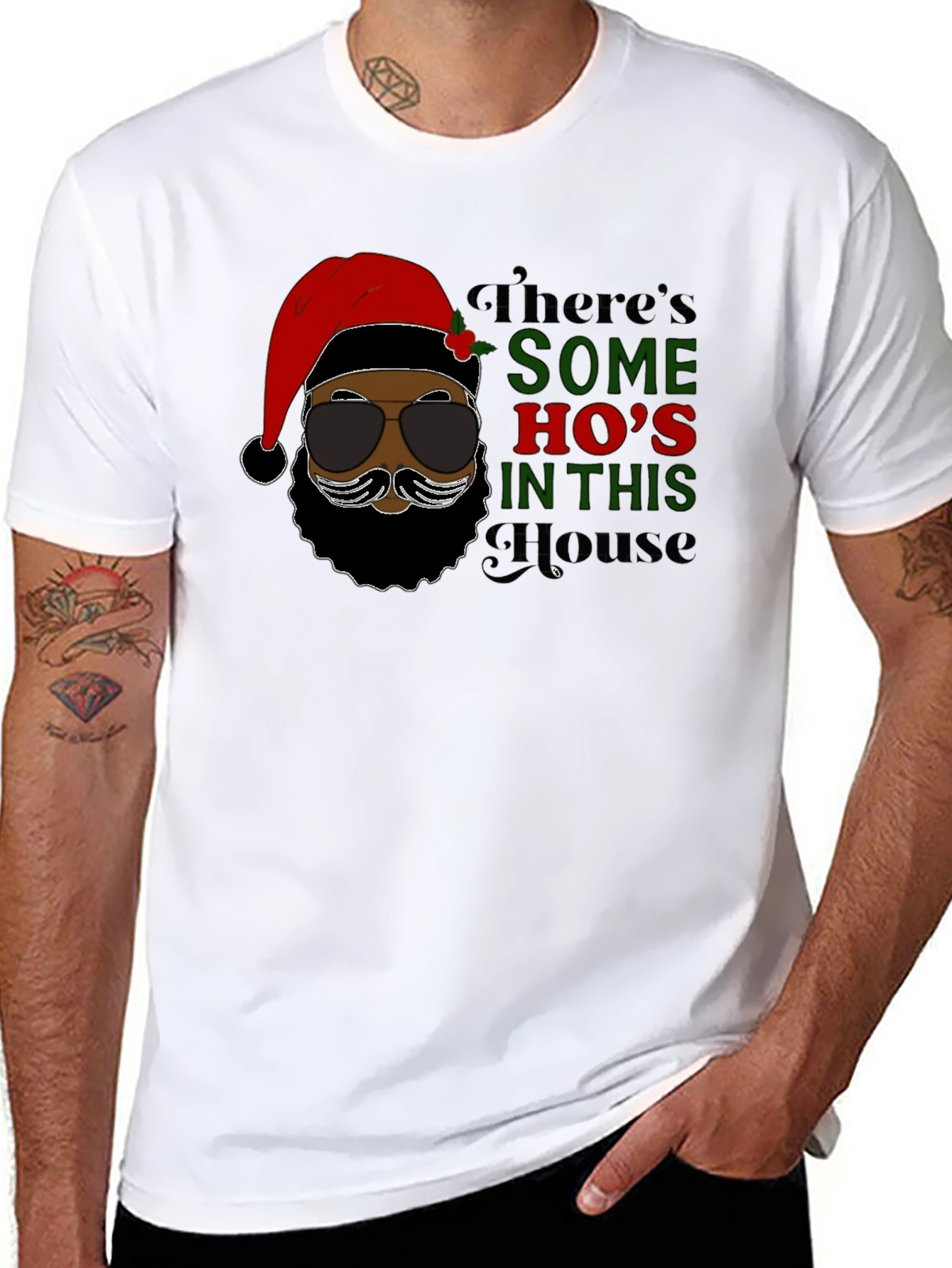 Funny Santa T-Shirt: Theres Some Hos in This House