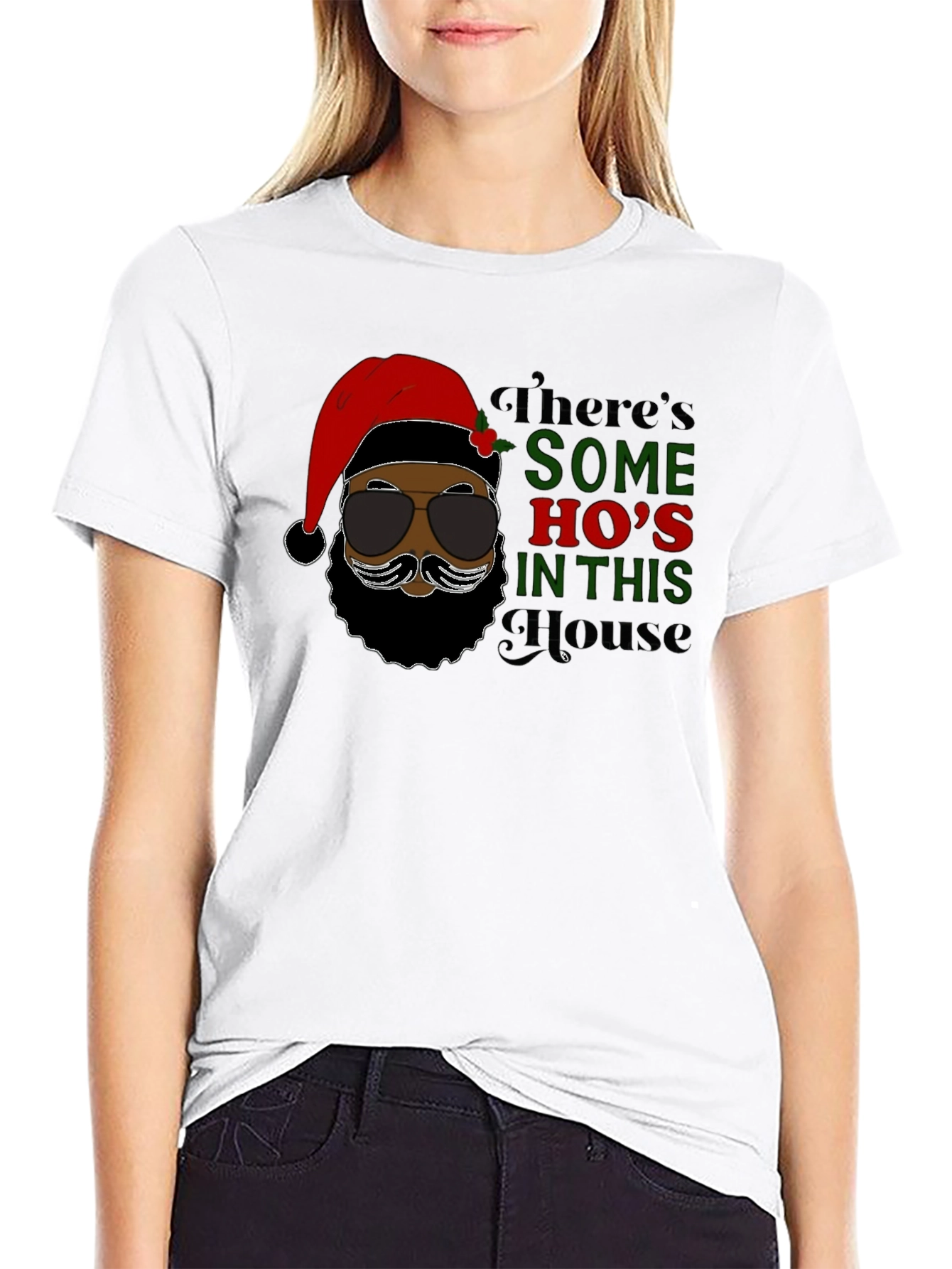 Funny Santa T-Shirt: Theres Some Hos in This House