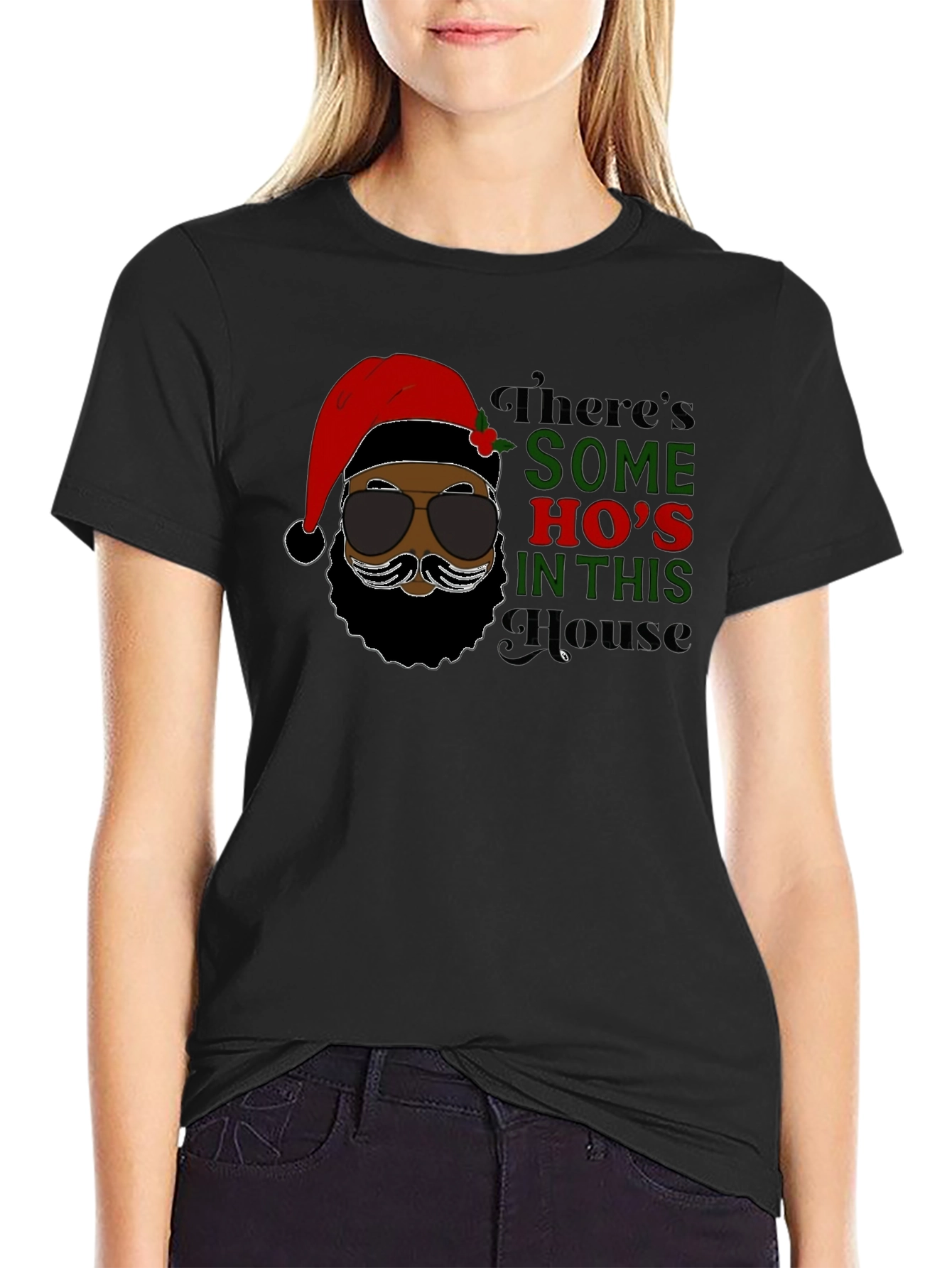 Funny Santa T-Shirt: Theres Some Hos in This House