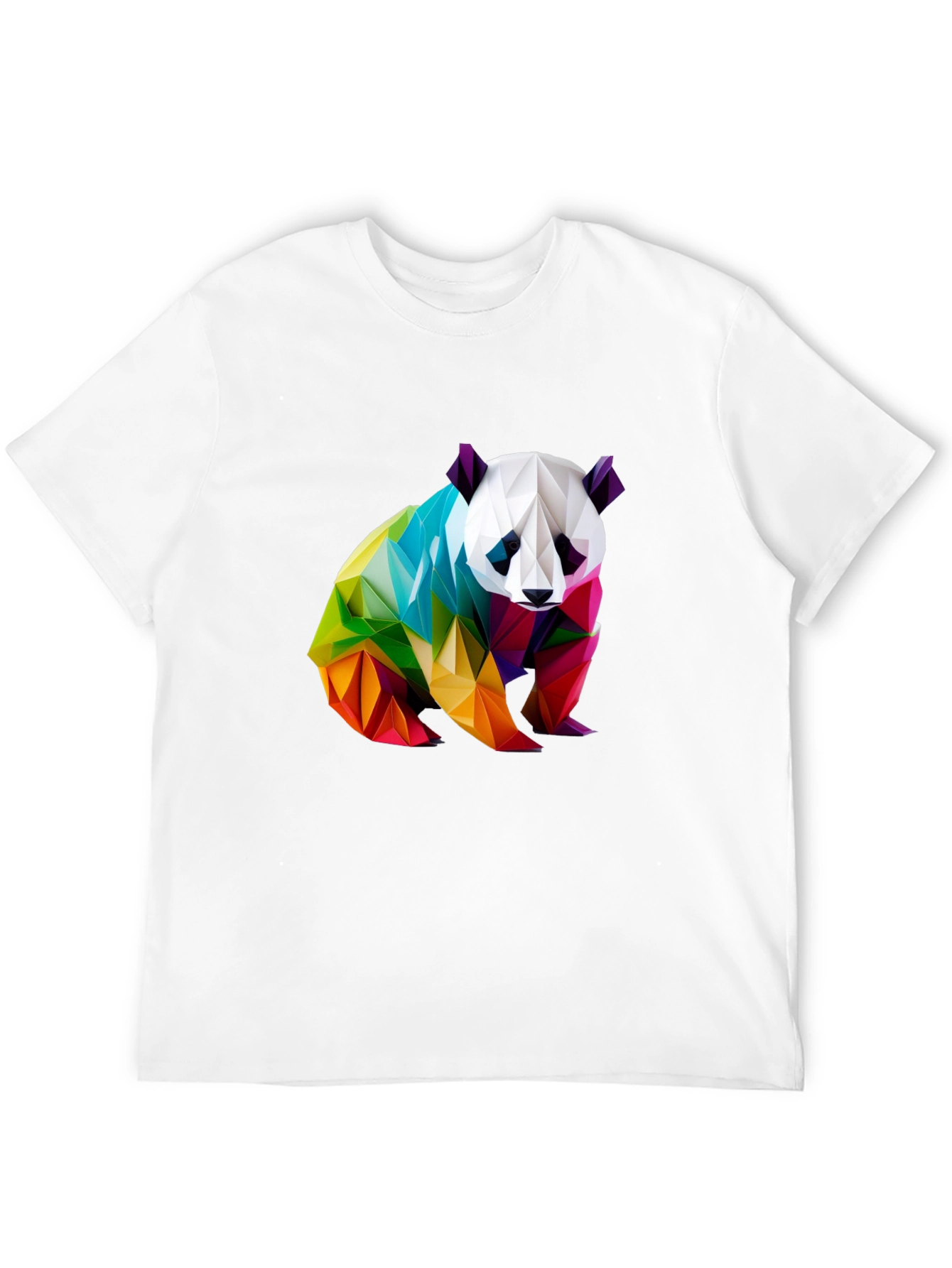 Geometric Panda Graphic Tee - Black Crew Neck