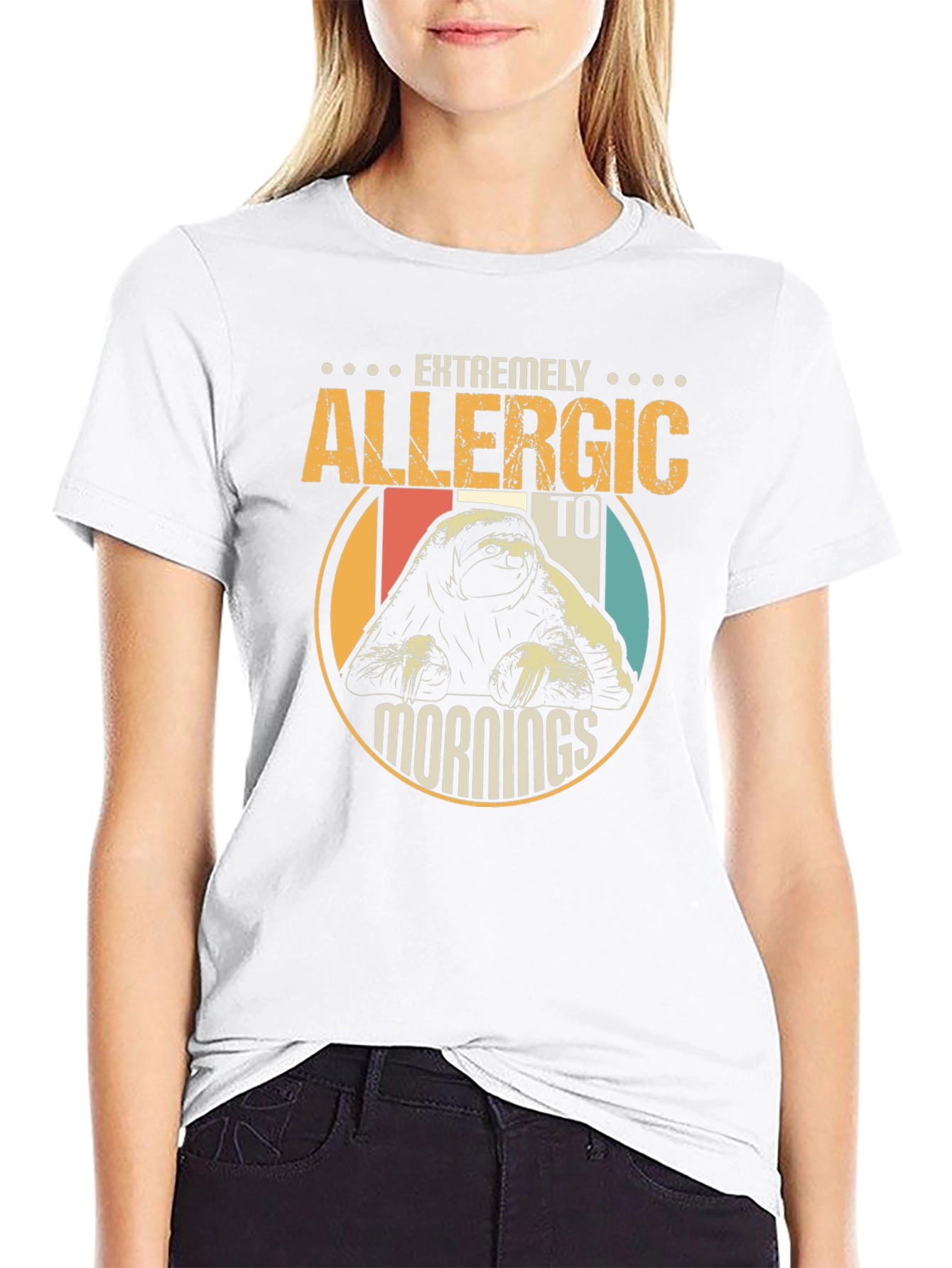 Allergic to Mornings Sloth Graphic T-Shirt