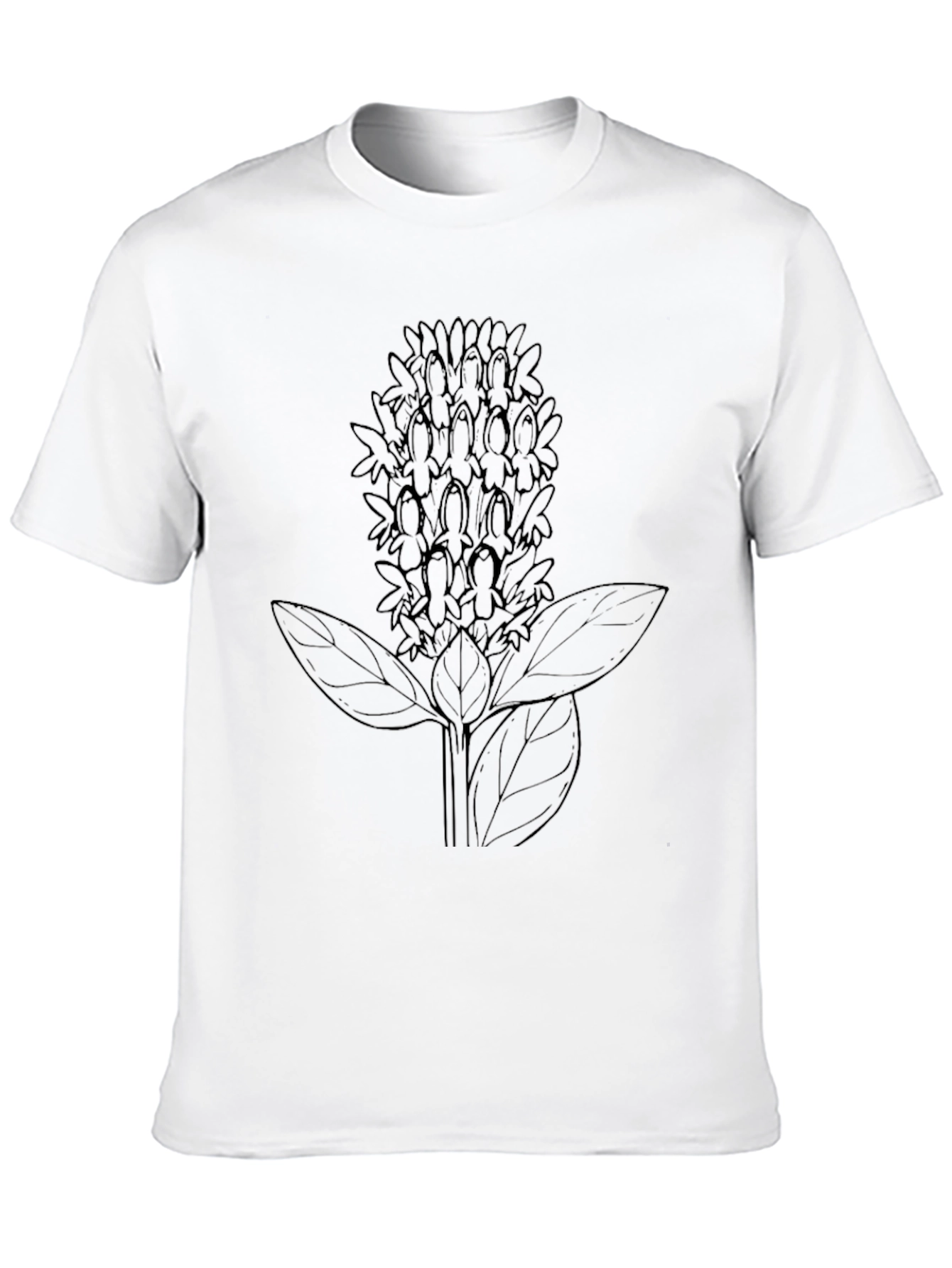 Black Tee with Floral Outline Design