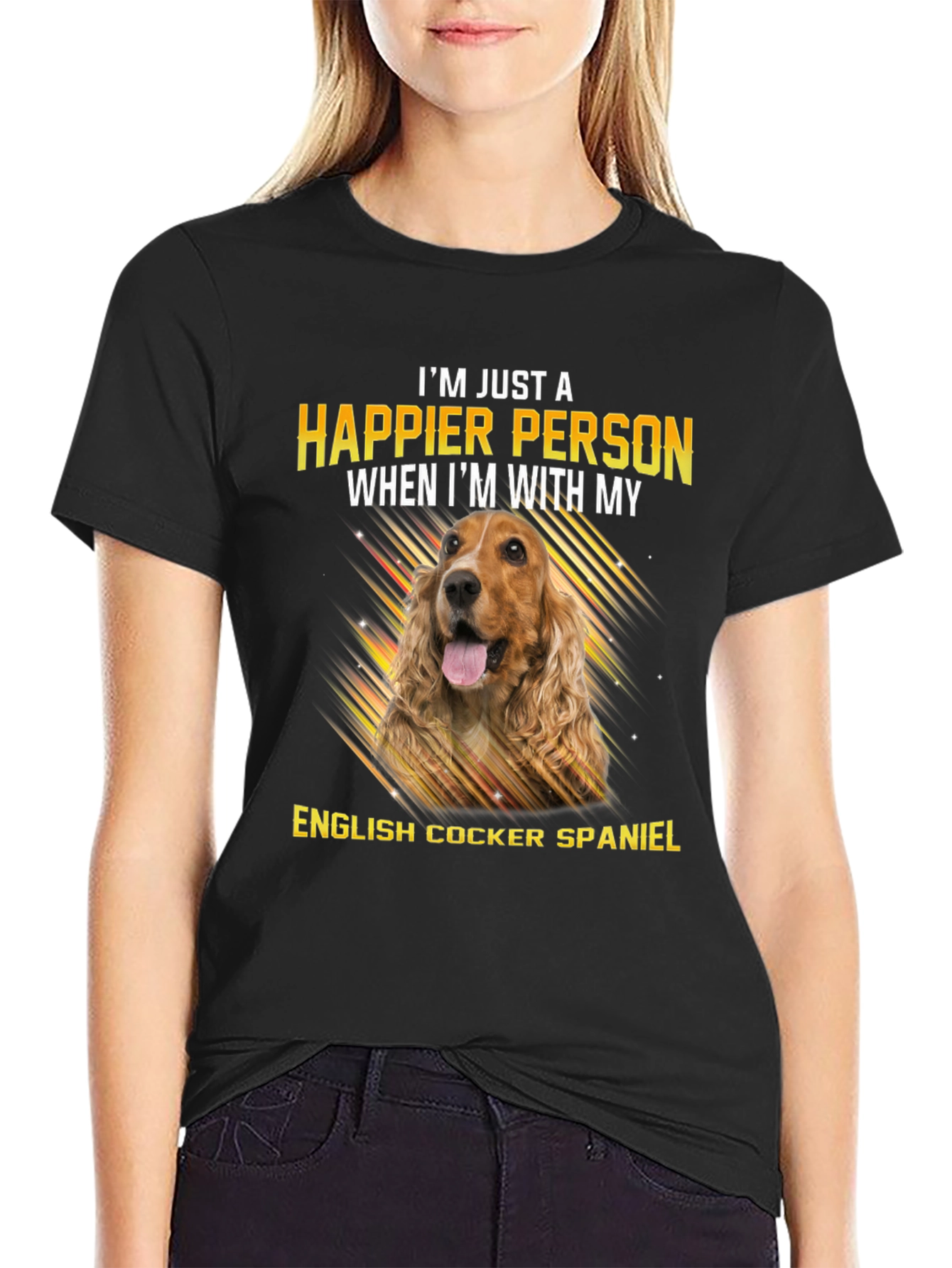 I’m Happier With My English Cocker Spaniel T-Shirt – Dog Lover Gift Tee
