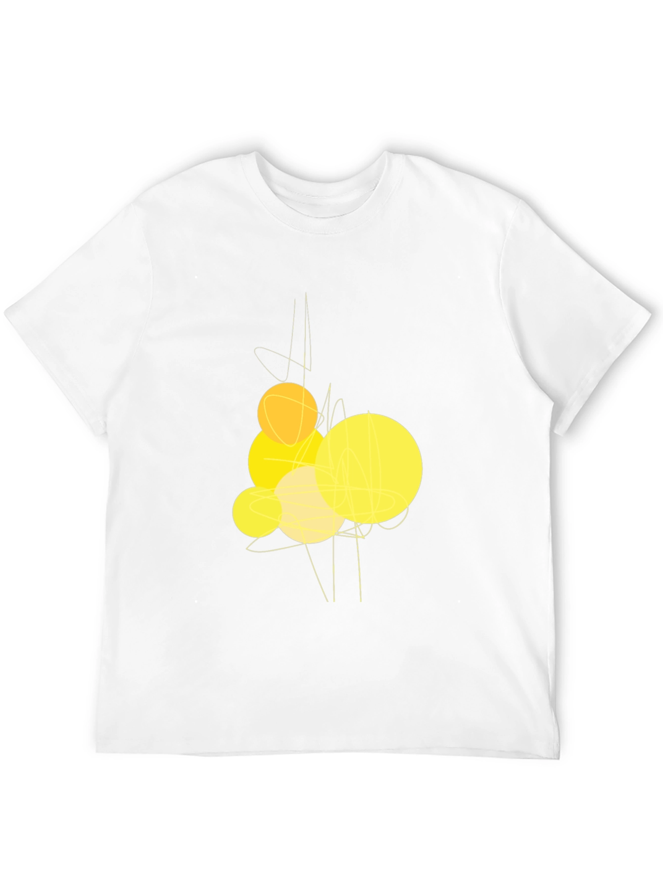 Abstract Yellow Circles Graphic Black T-Shirt