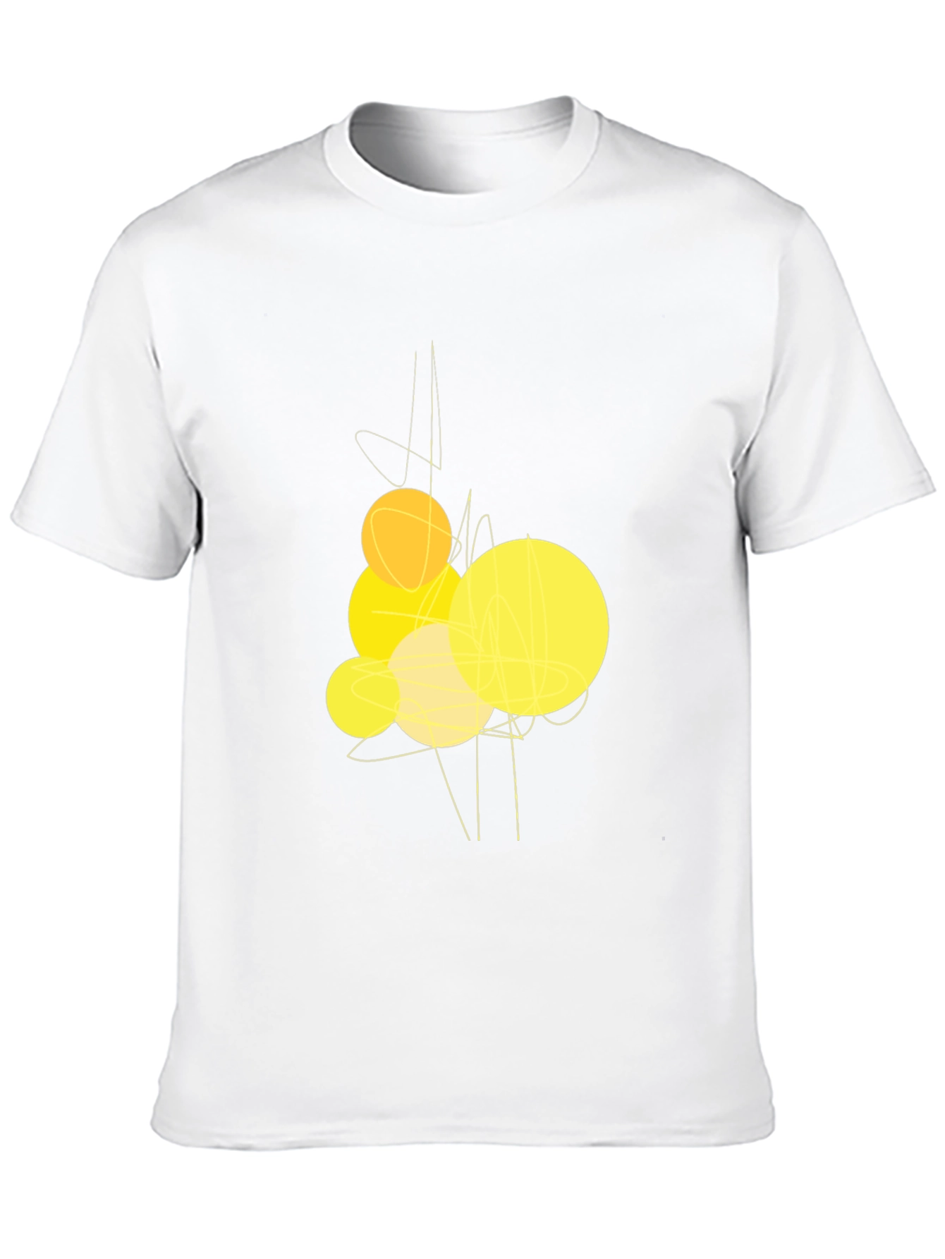 Abstract Yellow Circles Graphic Black T-Shirt