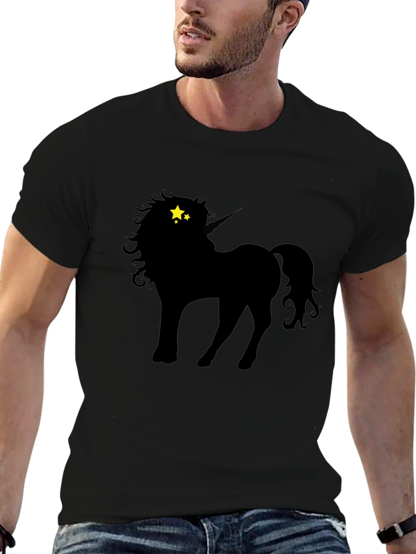 Black Unicorn Starry Eyes Graphic Tee