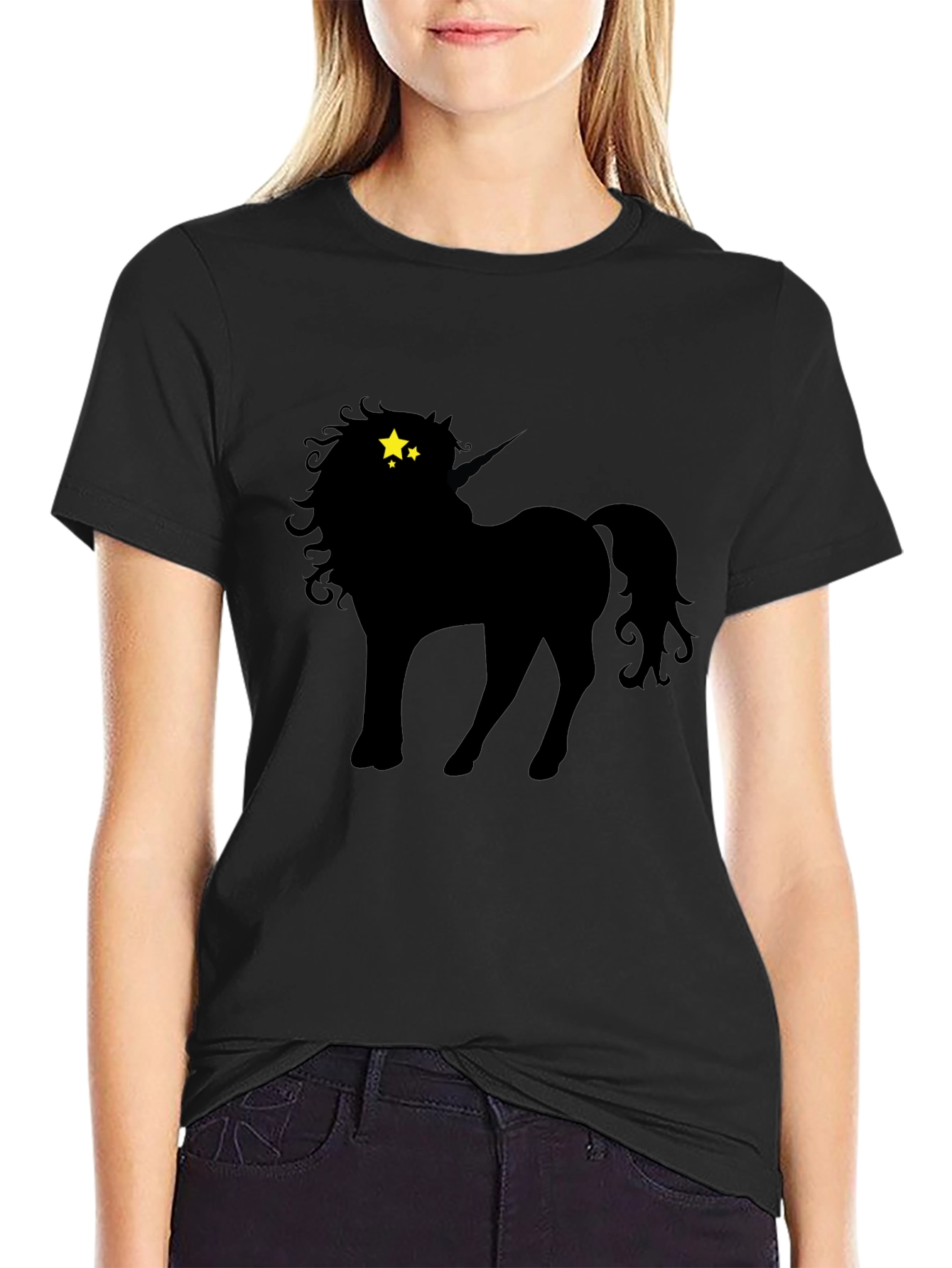Black Unicorn Starry Eyes Graphic Tee