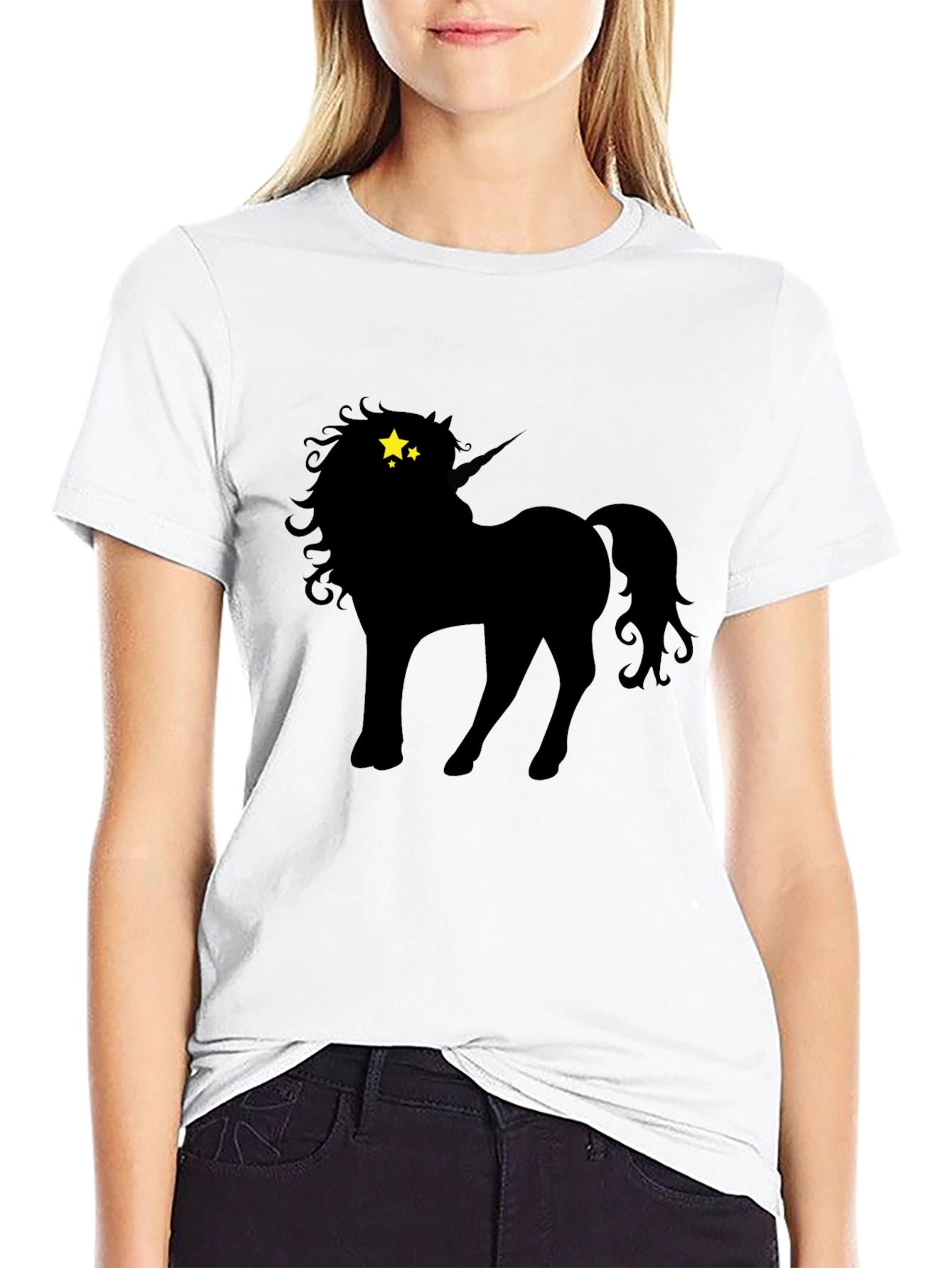 Black Unicorn Starry Eyes Graphic Tee