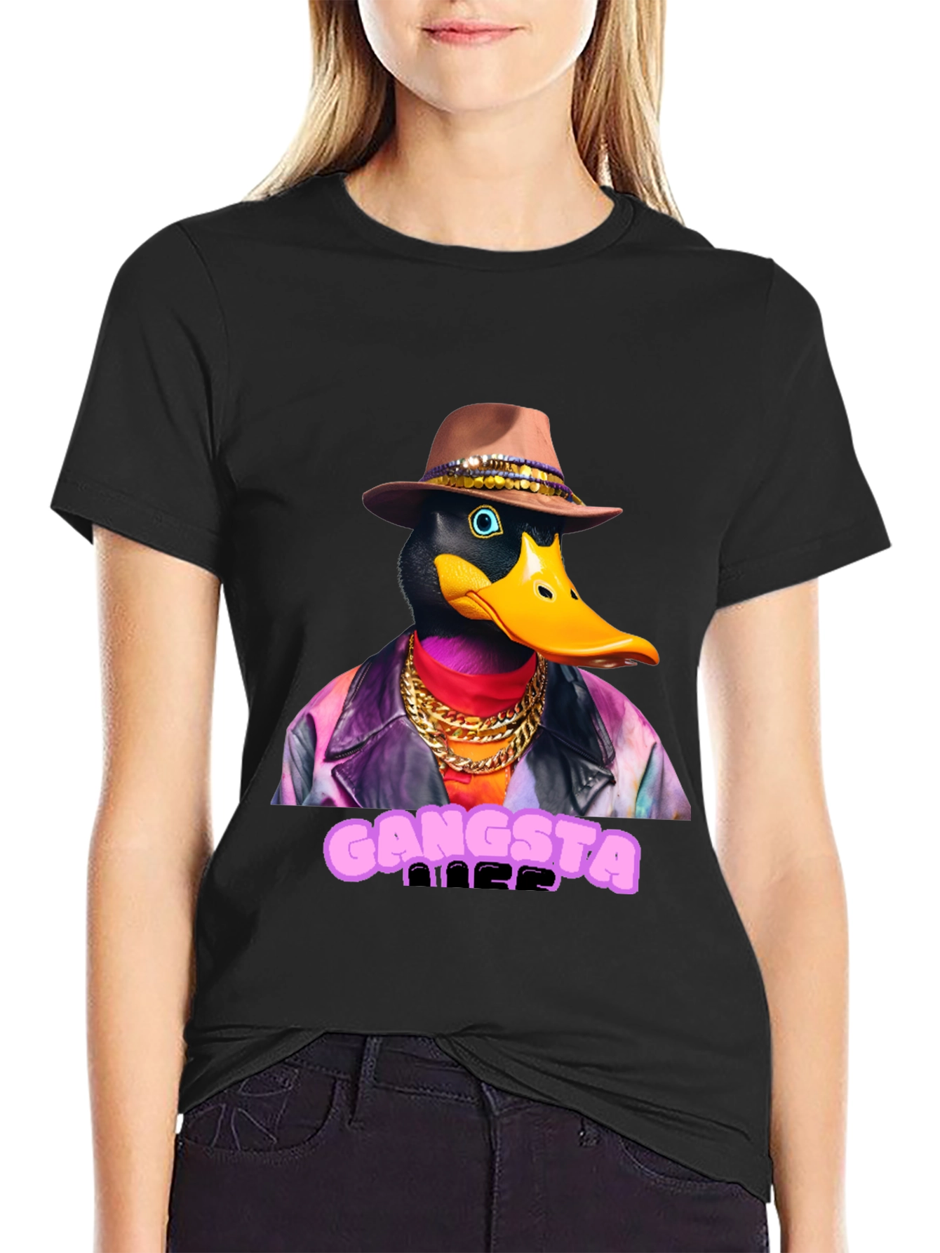 Gangsta Duck Graphic Tee - Black T-Shirt