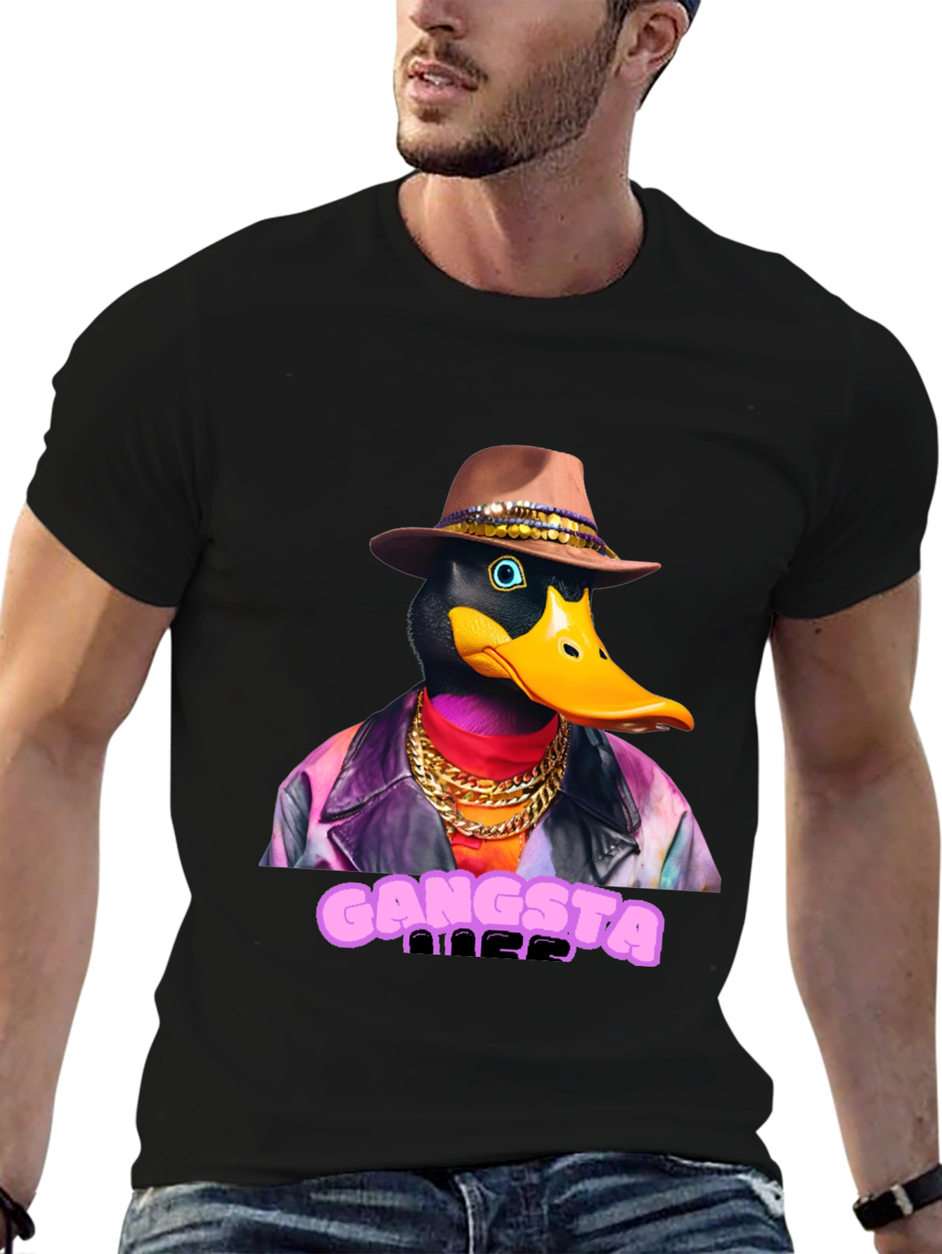 Gangsta Duck Graphic Tee - Black T-Shirt