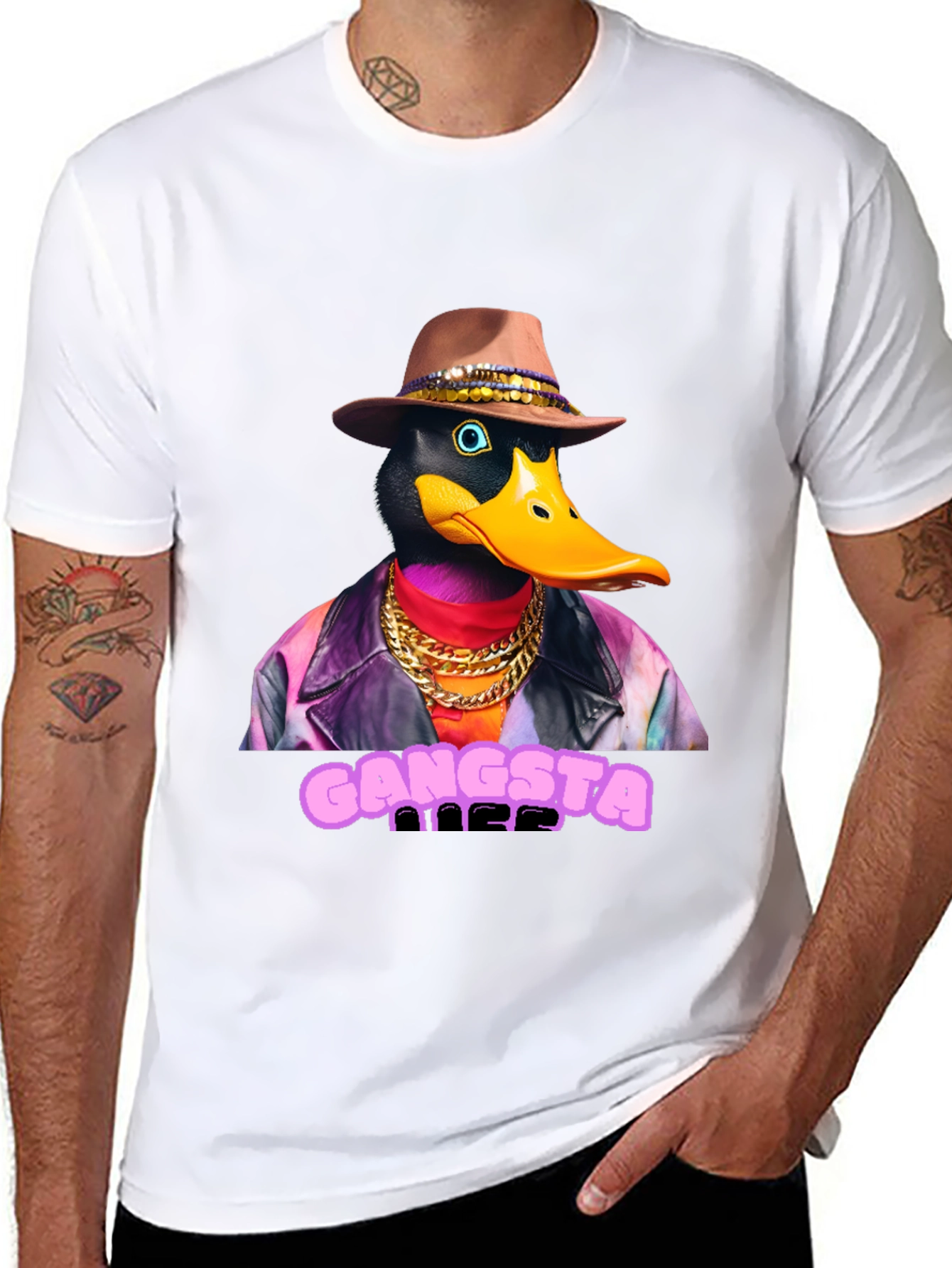Gangsta Duck Graphic Tee - Black T-Shirt